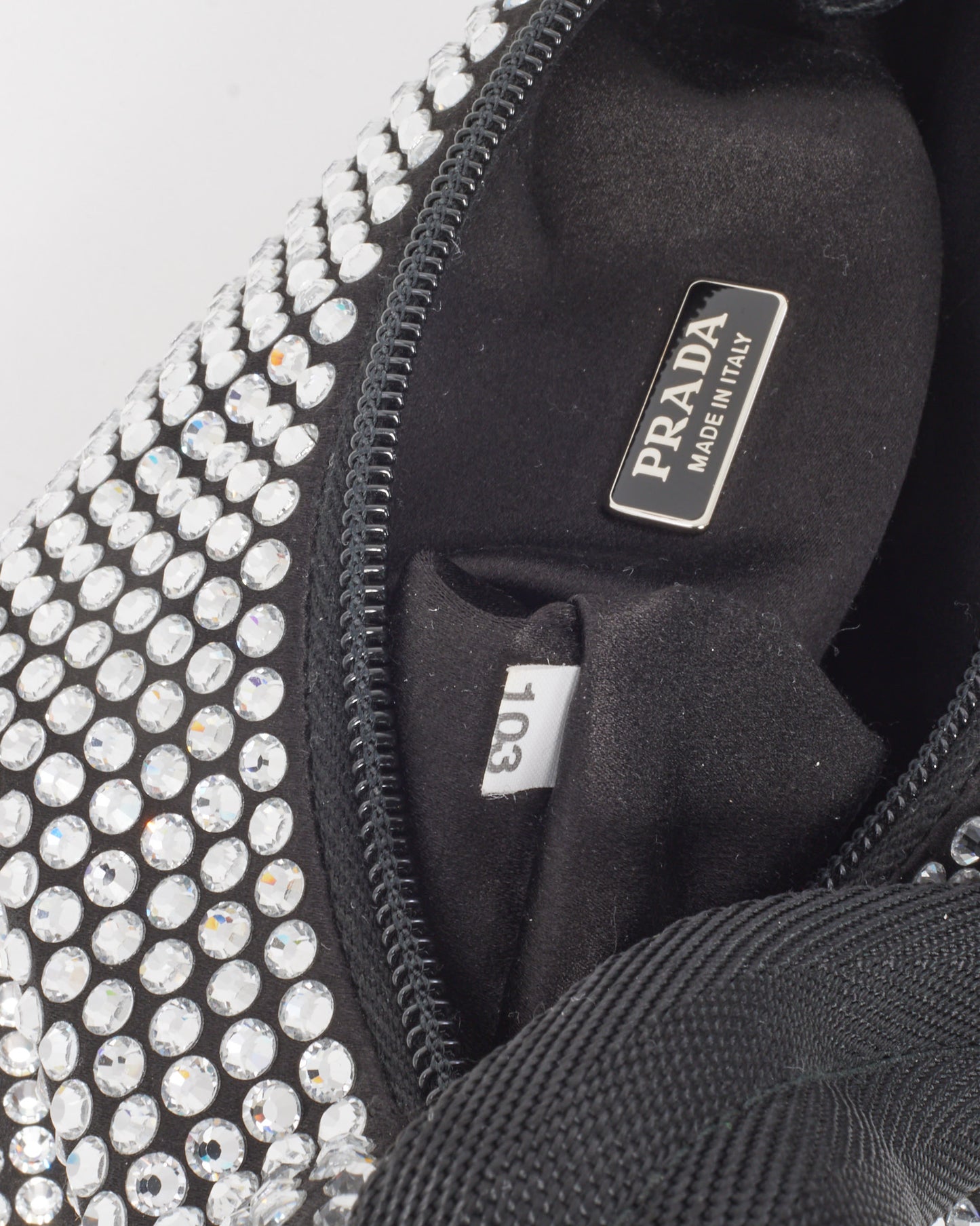 Prada Black Satin Crystal Re-Edition 2000 Mini Bag