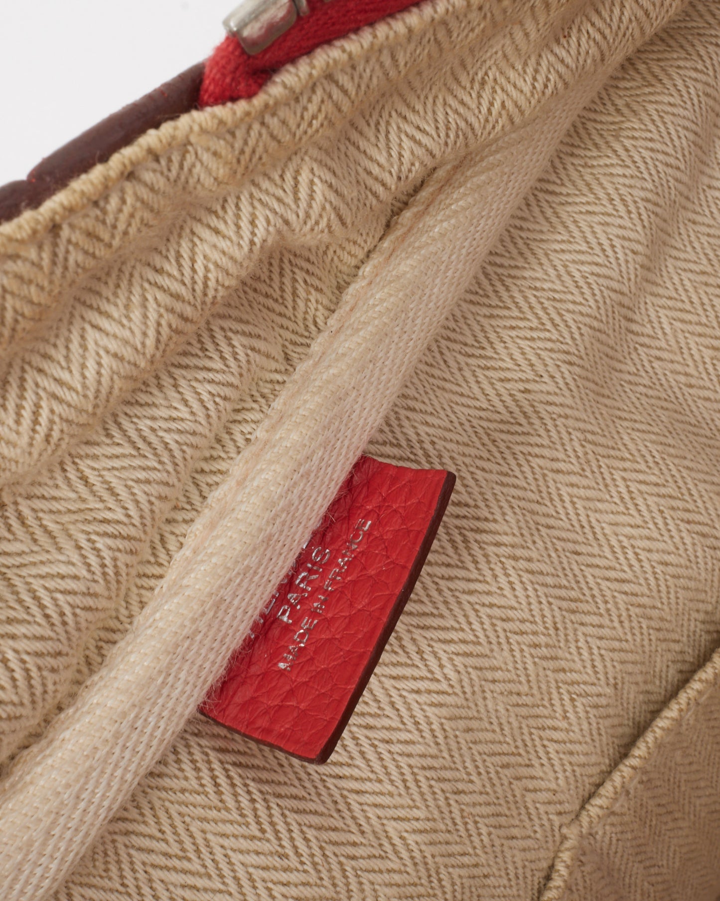 Hermès Coral Red (Rouge Pivoine) Clemence Leather Victoria 35 Bag PHW