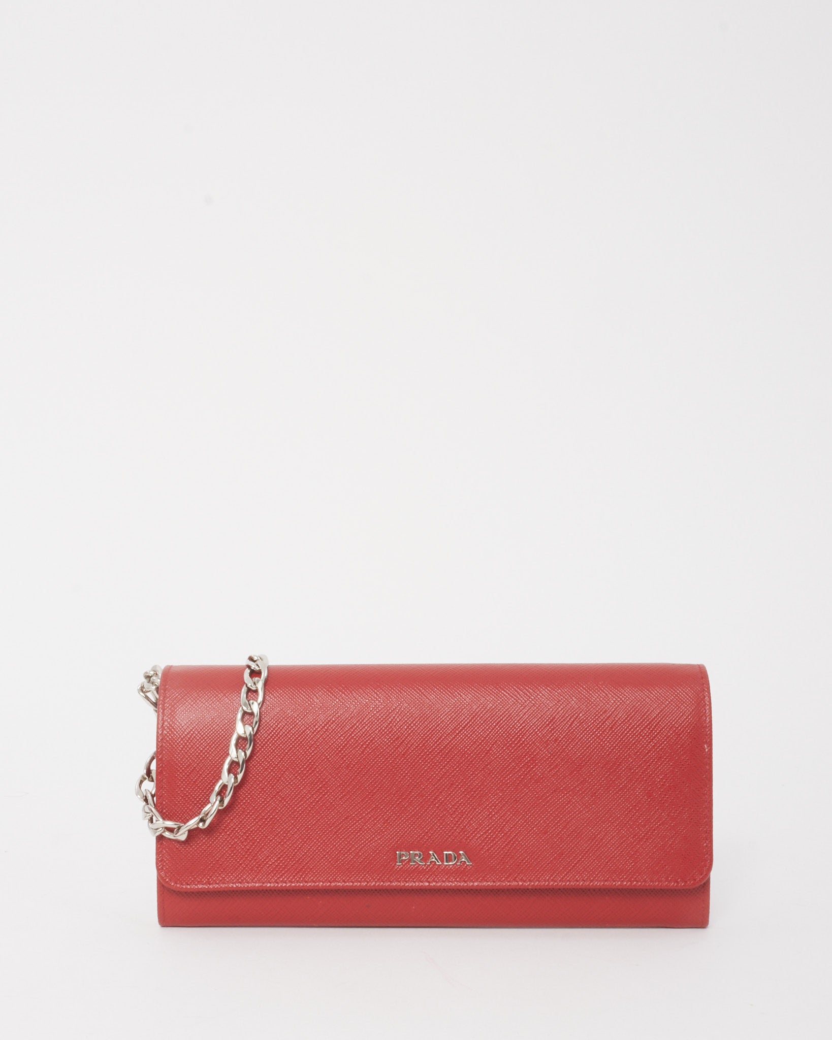 Buy Prada Red Saffiano Leather Bi-Color WOC Wallet on Chain