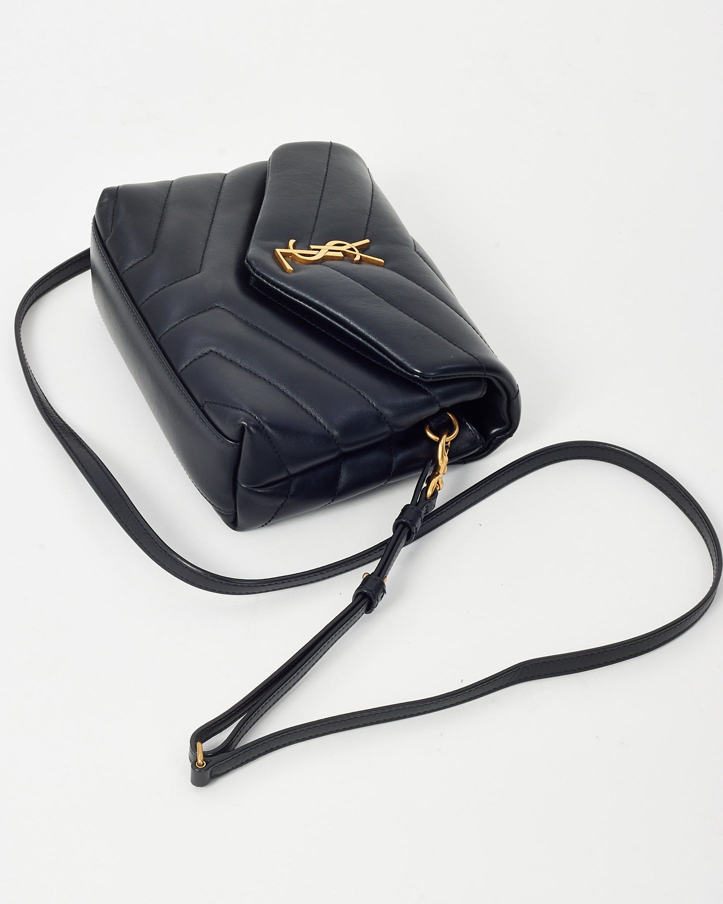 Saint Laurent Black Leather Toy LouLou Crossbody Bag GHW