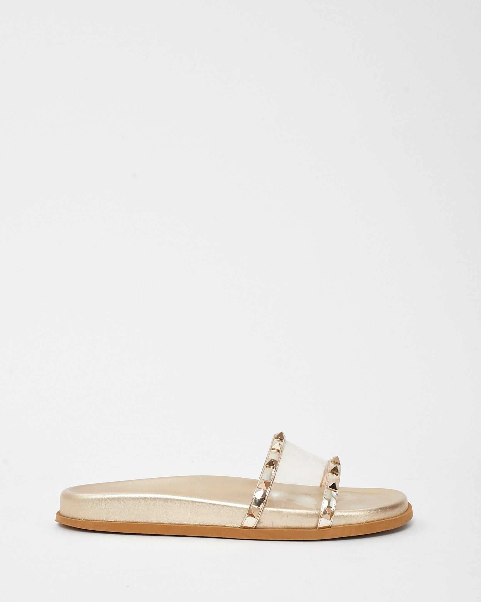 Slide Sandals Clear Rockstud Sandals Buy Valentino Gold Leather