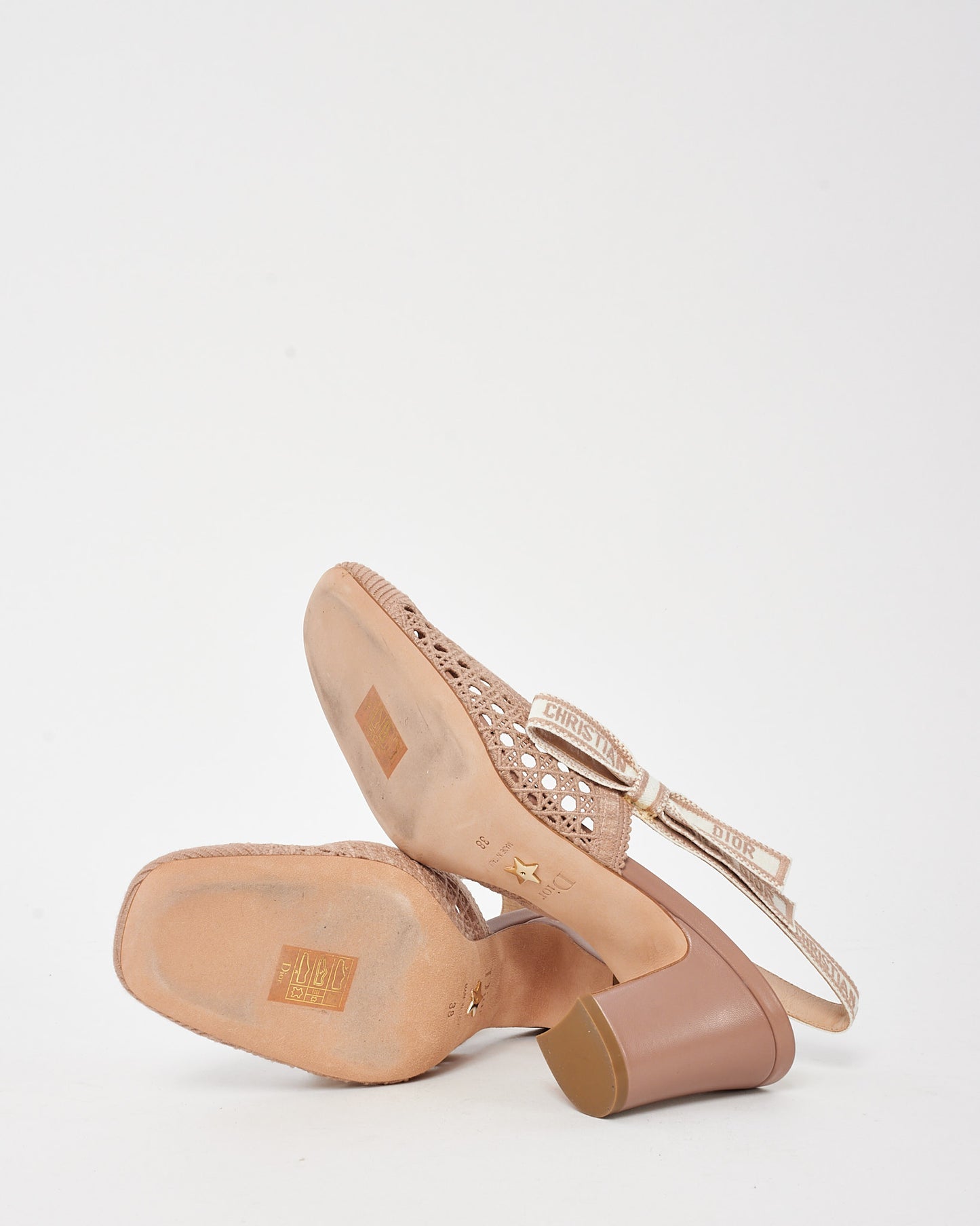 Dior Blush Beige Dior & Moi Mesh Block Heel Slingback Pumps - 38