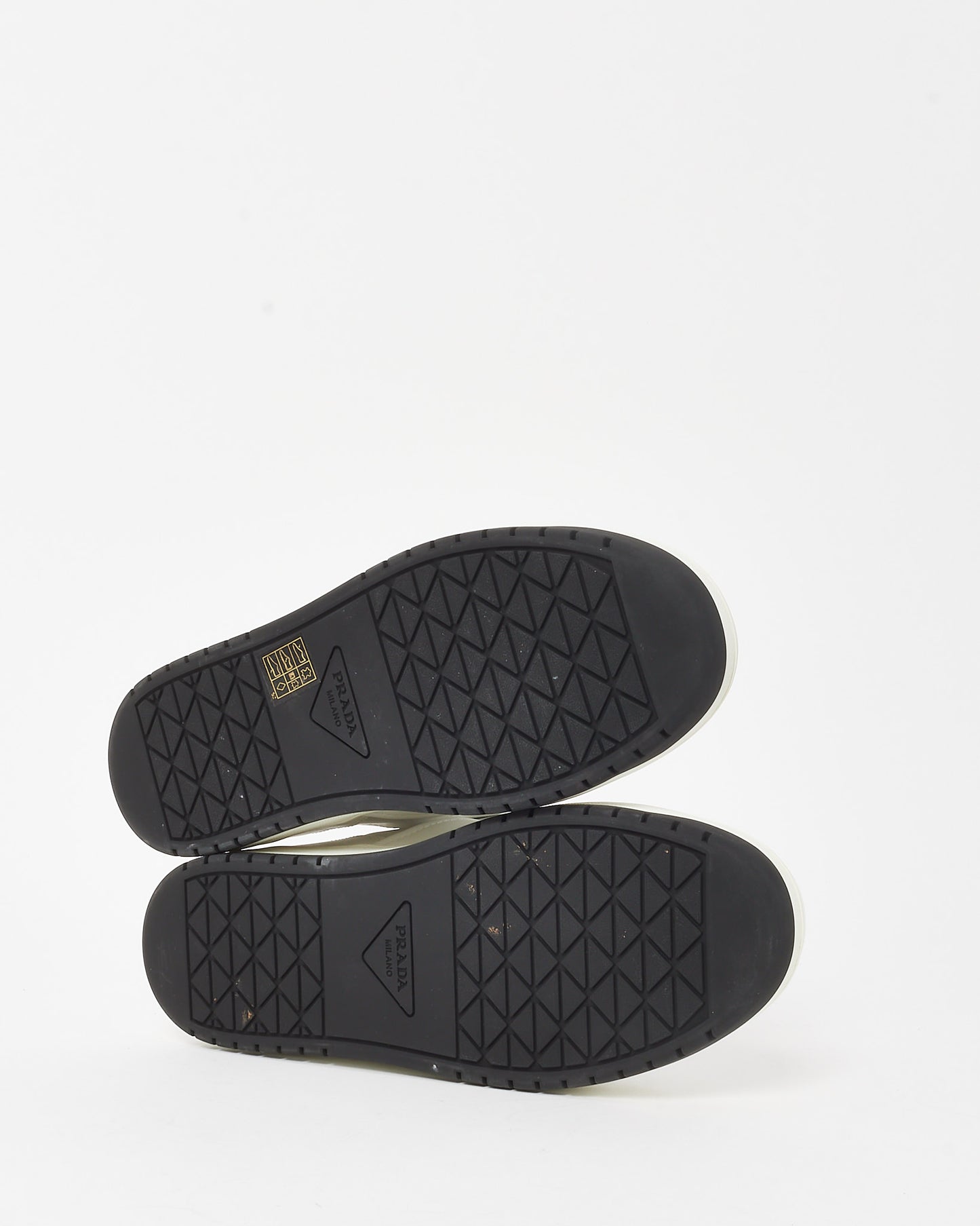 Prada Men's White Leather Logo High-Top Sneakers - 39.5 MEN