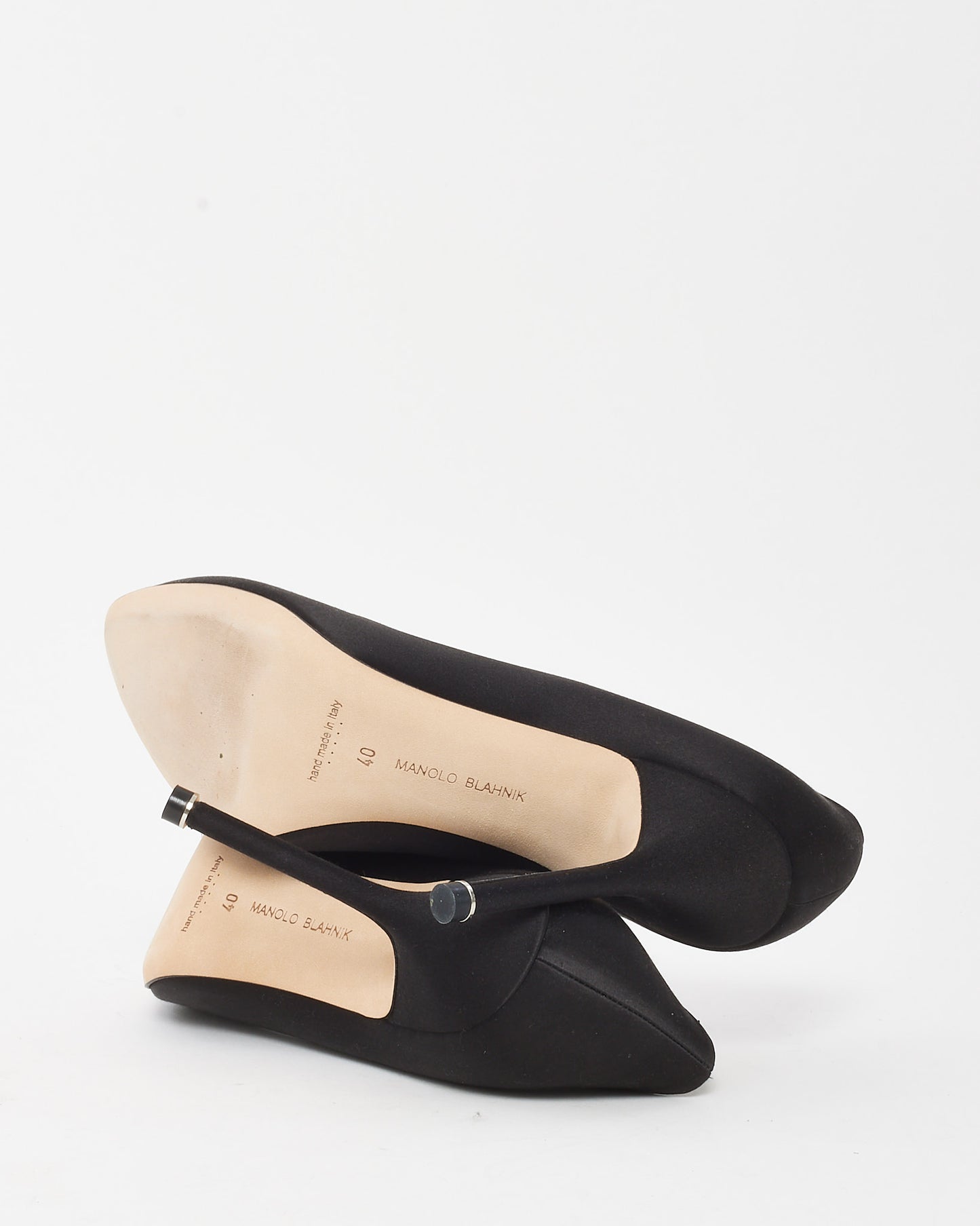 Manolo Blahnik Black Satin Jewel Buckle Hangisi Pumps - 40