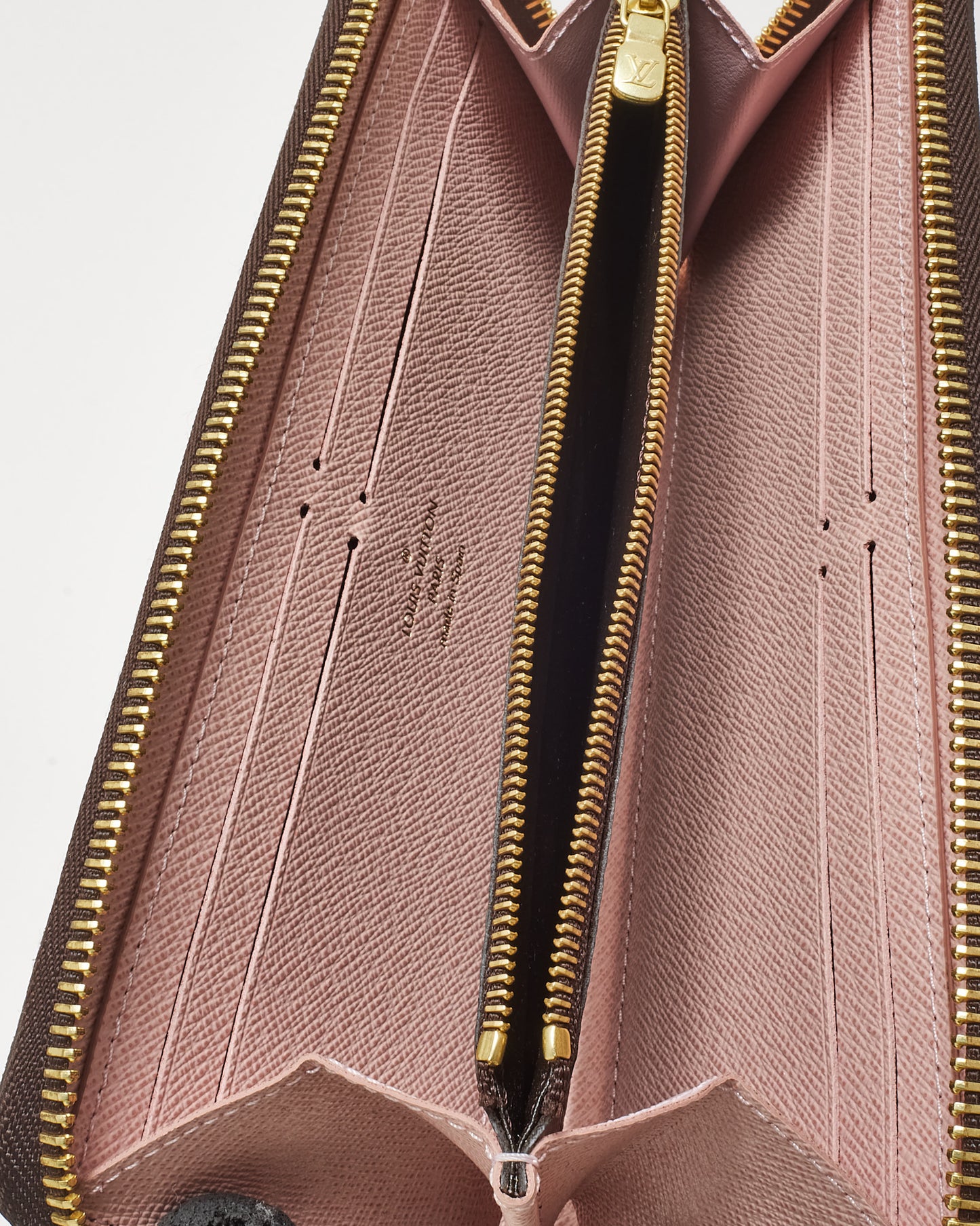 Louis Vuitton Monogram Canvas and Pink Rose Ballerine Leather Clemence Zippy Wallet