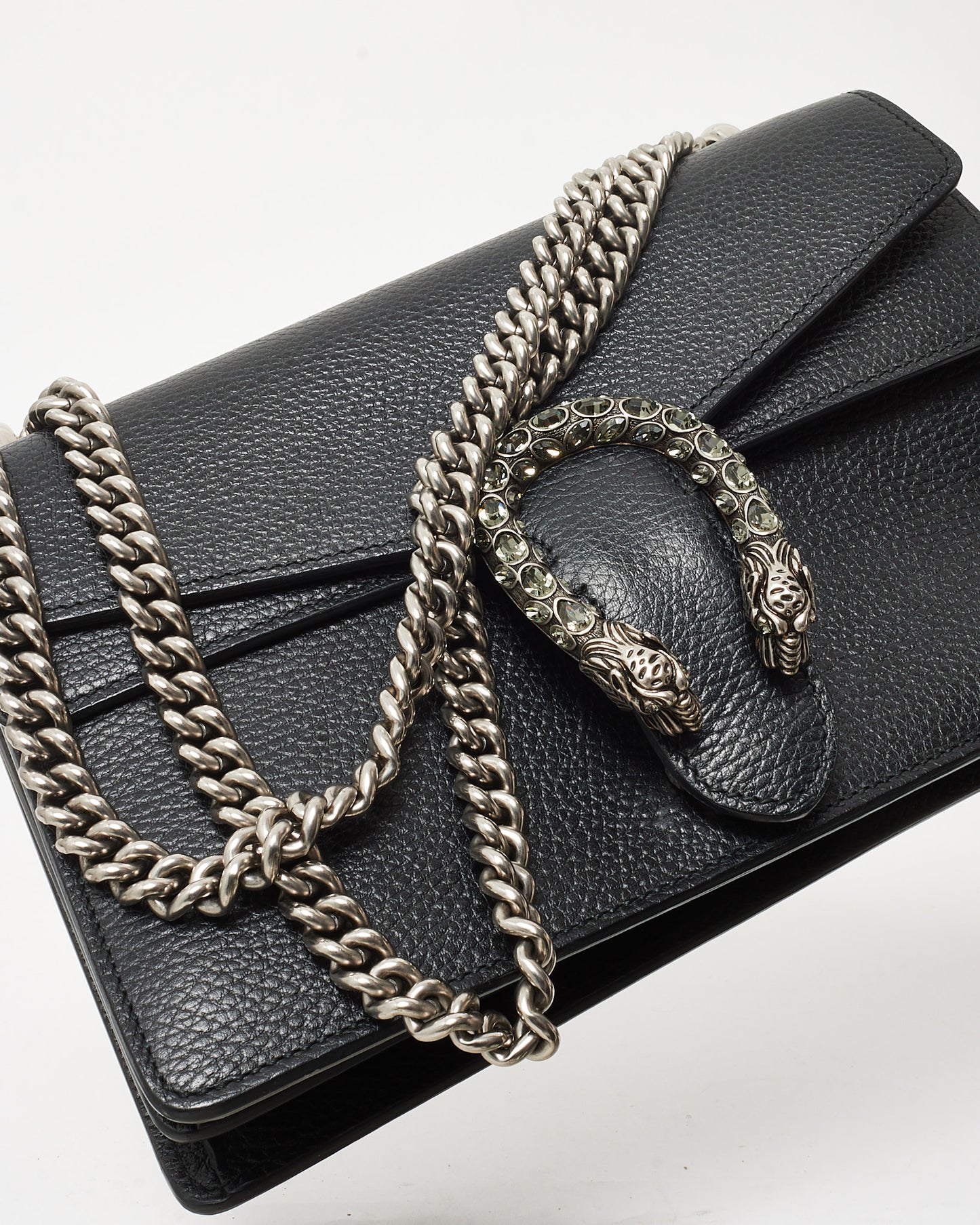 Gucci Black Pebbled Calfskin Leather Small Dionysus Shoulder Bag