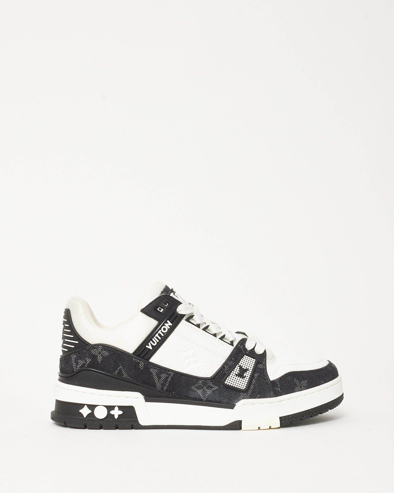 Buy Louis Vuitton Black and White Monogram Mix Leather LV Trainer