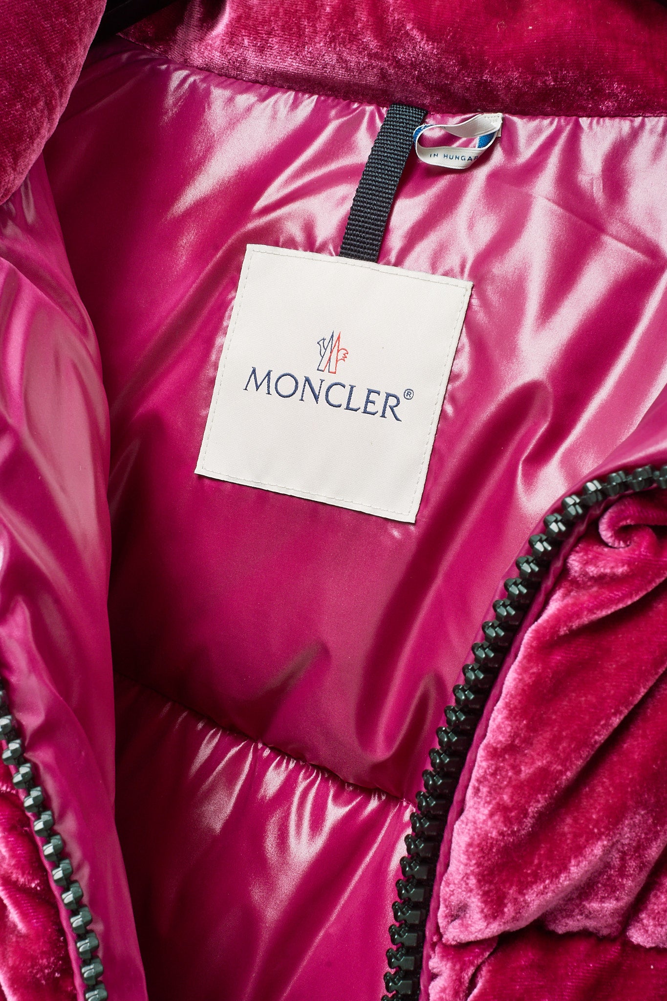 Moncler Fuchsia Pink Rimac Velvet Quilted Down Puffer Jacket - 3