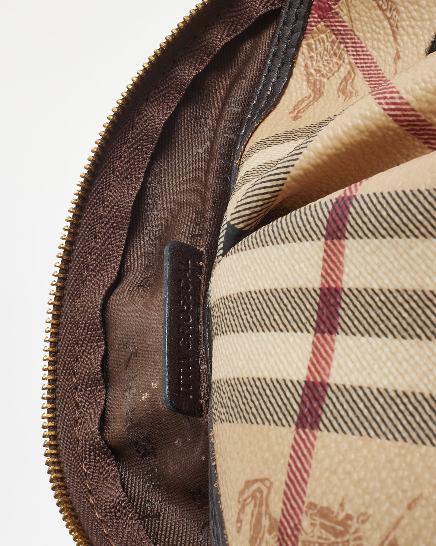 Burberry Beige Haymarket Check Coated Canvas Zip Pouch