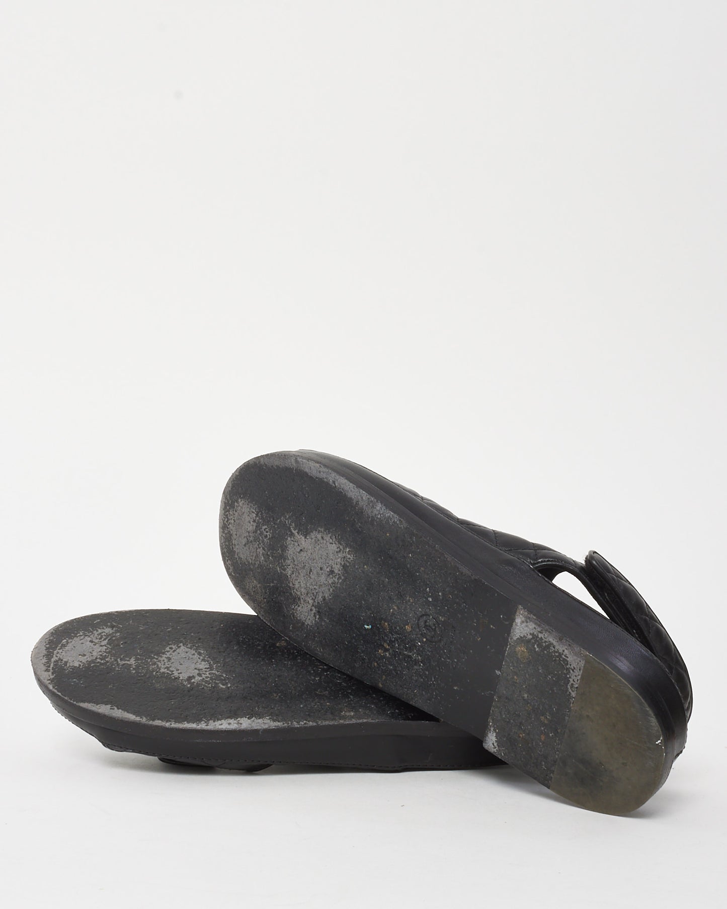 Chanel So Black Lambskin Quilted Velcro CC Logo Dad Sandals - 41