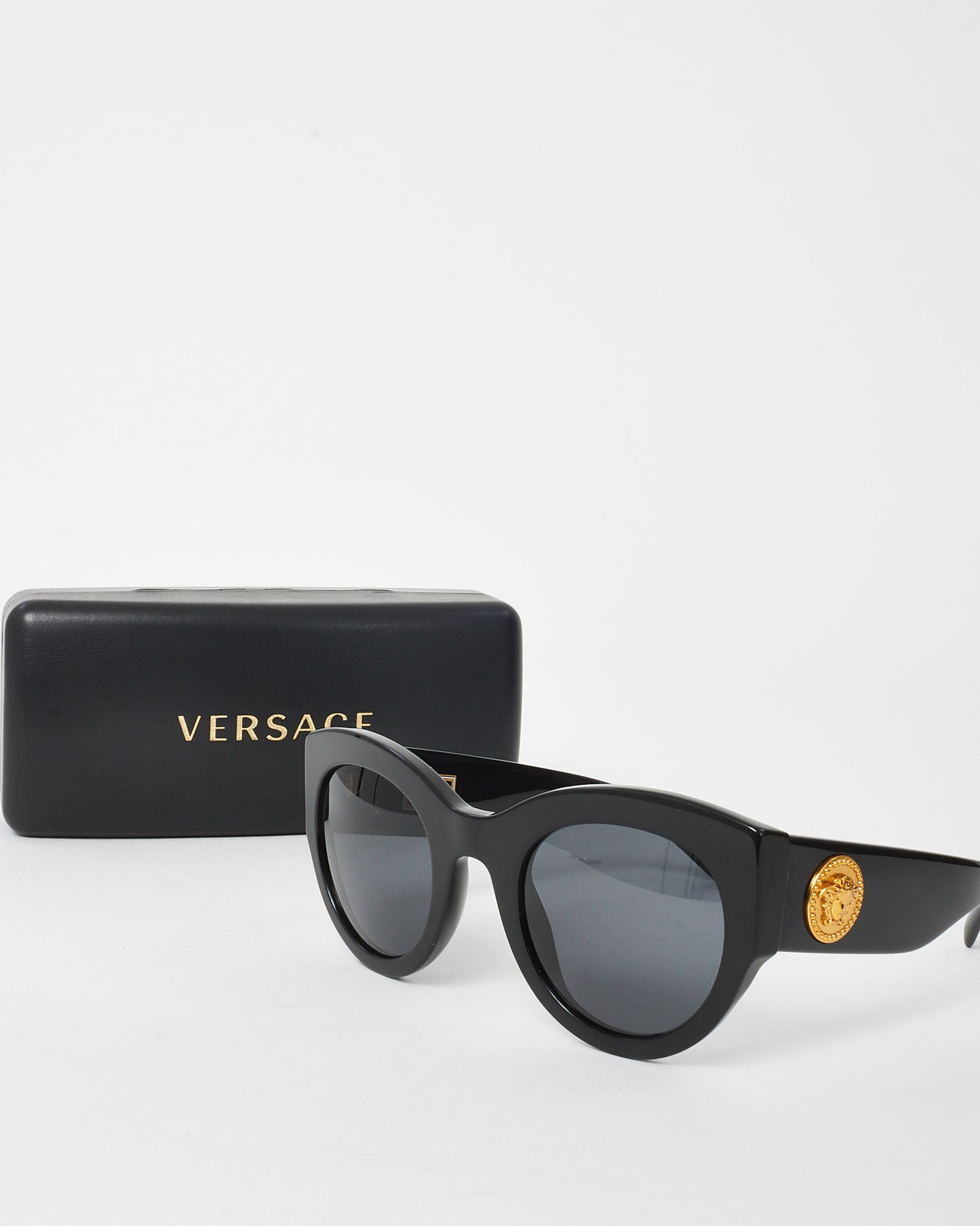 Versace Black Acetate VE4353 Cat Eye Medusa Head Sunglasses