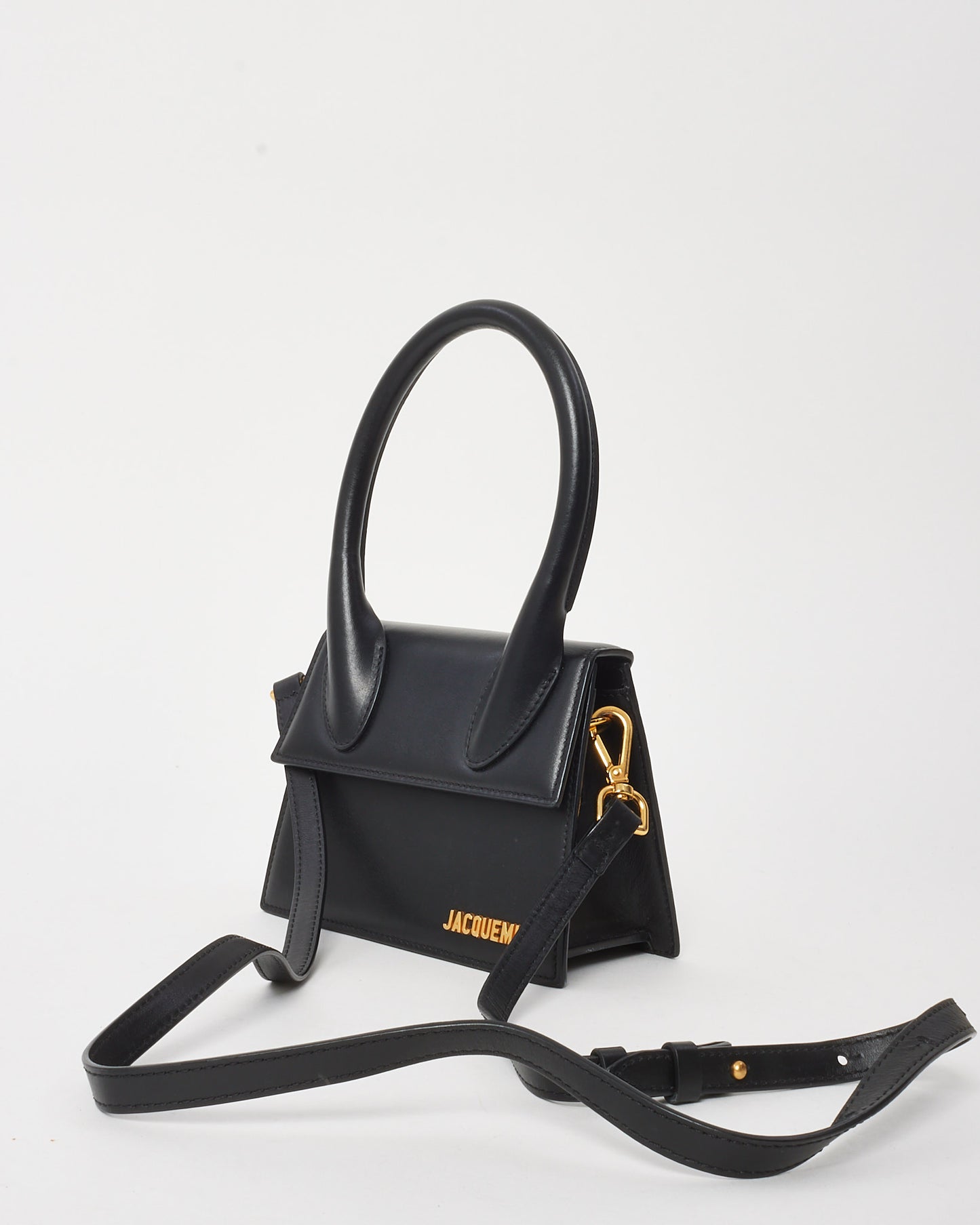 Jacquemus Black Leather "Le Grand Chiquito" Bag w/ Strap