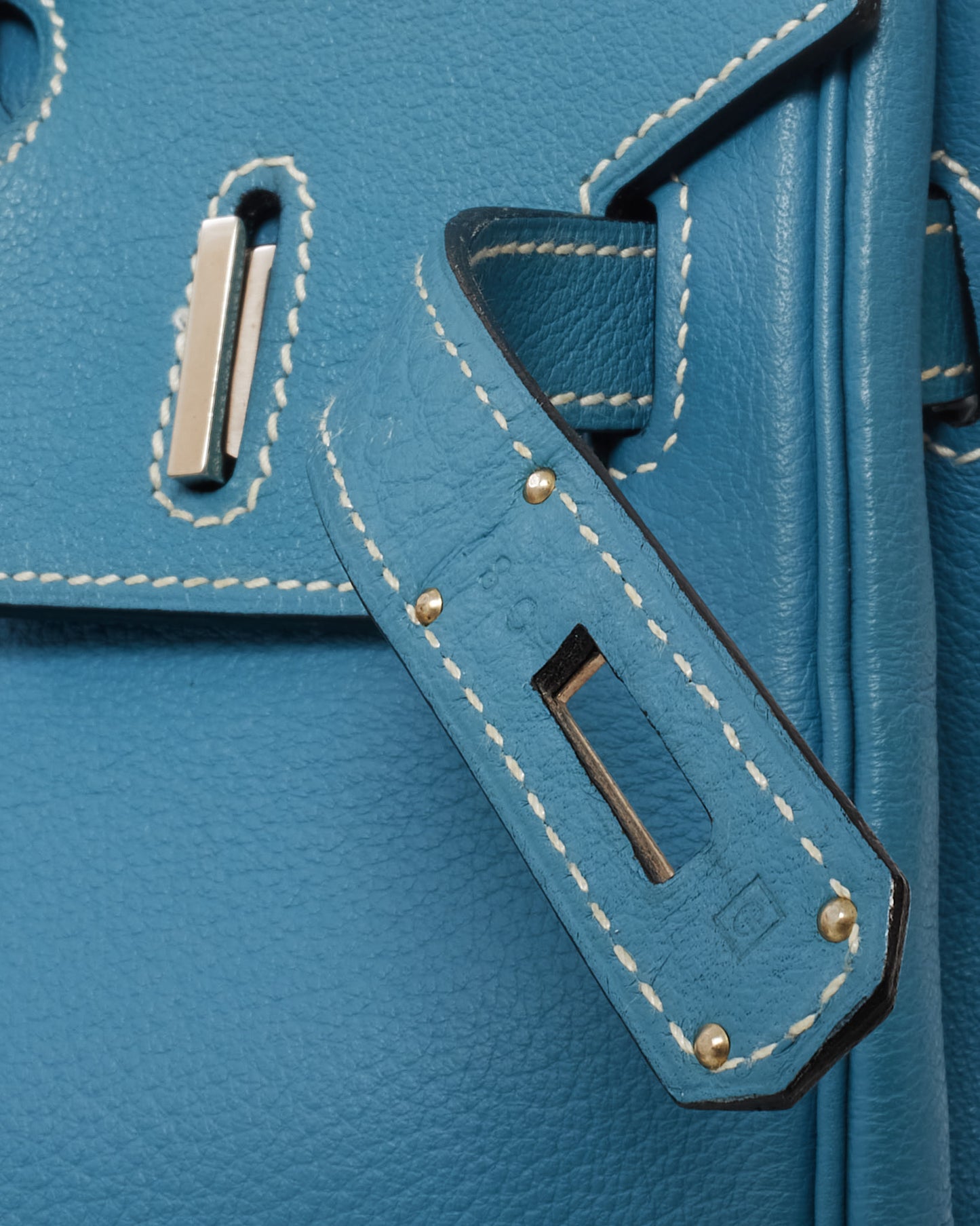 Hermès Blue Jean Chèvre Mysore Leather Birkin 30 PHW
