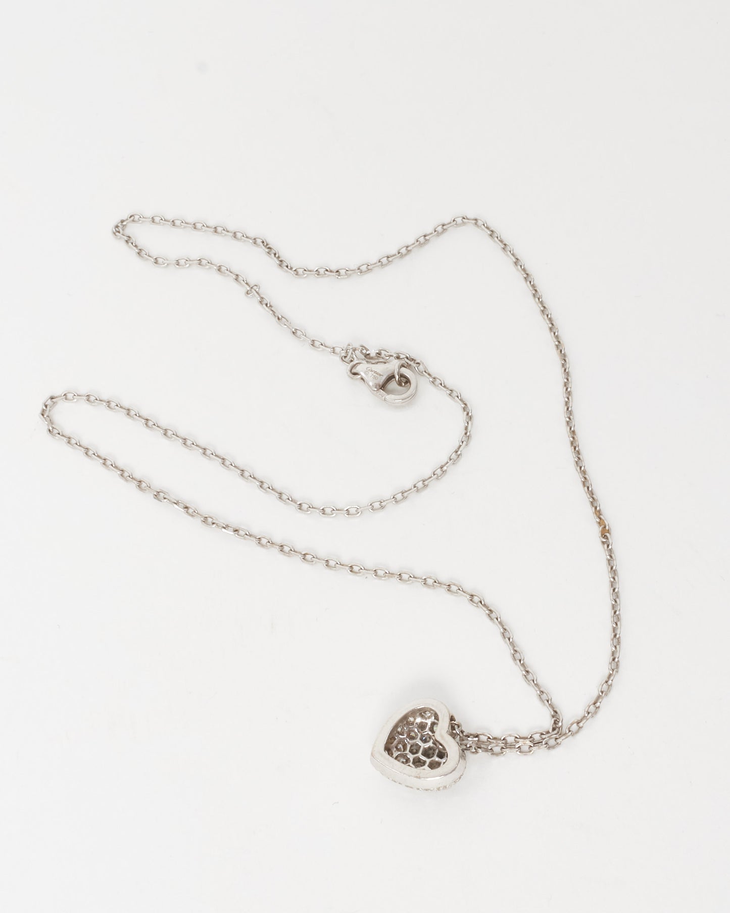 Cartier 18K White Gold Diamond Small Heart Pavé Pendant Necklace