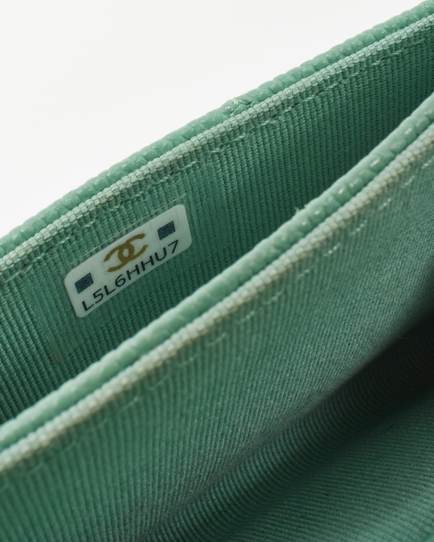 Chanel Mint Green Caviar Leather Flap Card Case