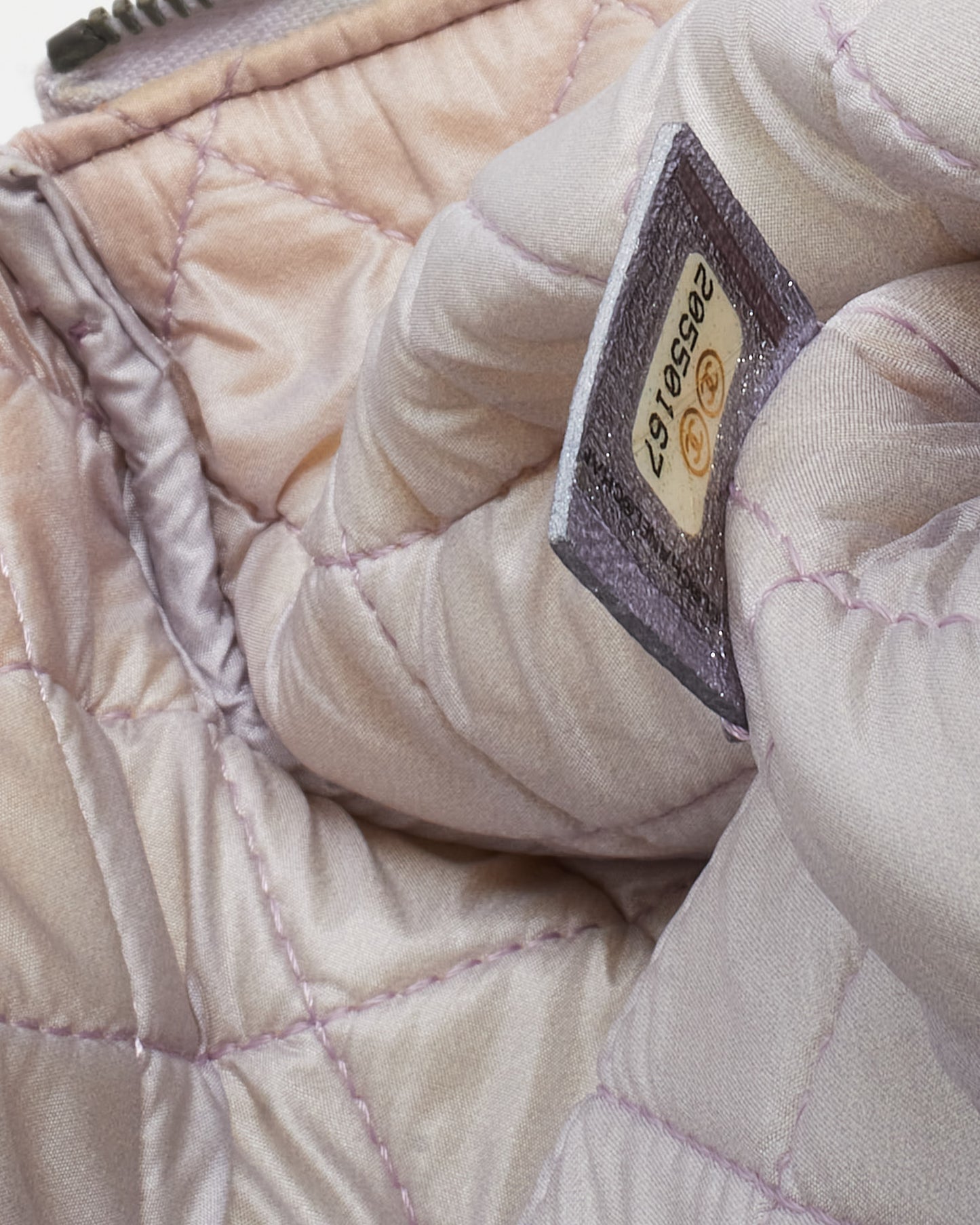 Chanel Metallic Lilac Quilted Perforated Leather Medium O Case Pouch