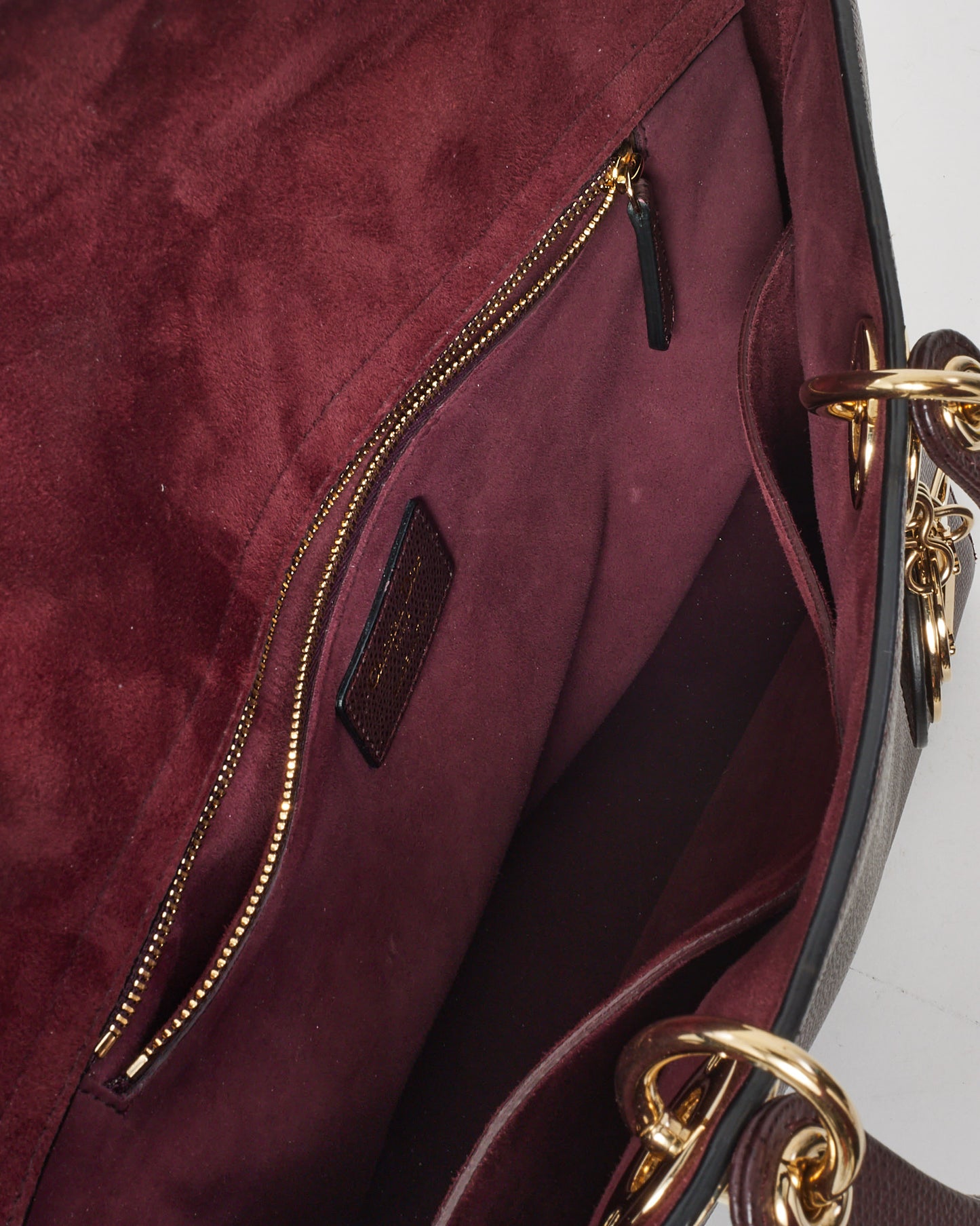 Dior Burgundy Grained Calfskin Leather Large Lady Dior Bag GHW with NO STRAP