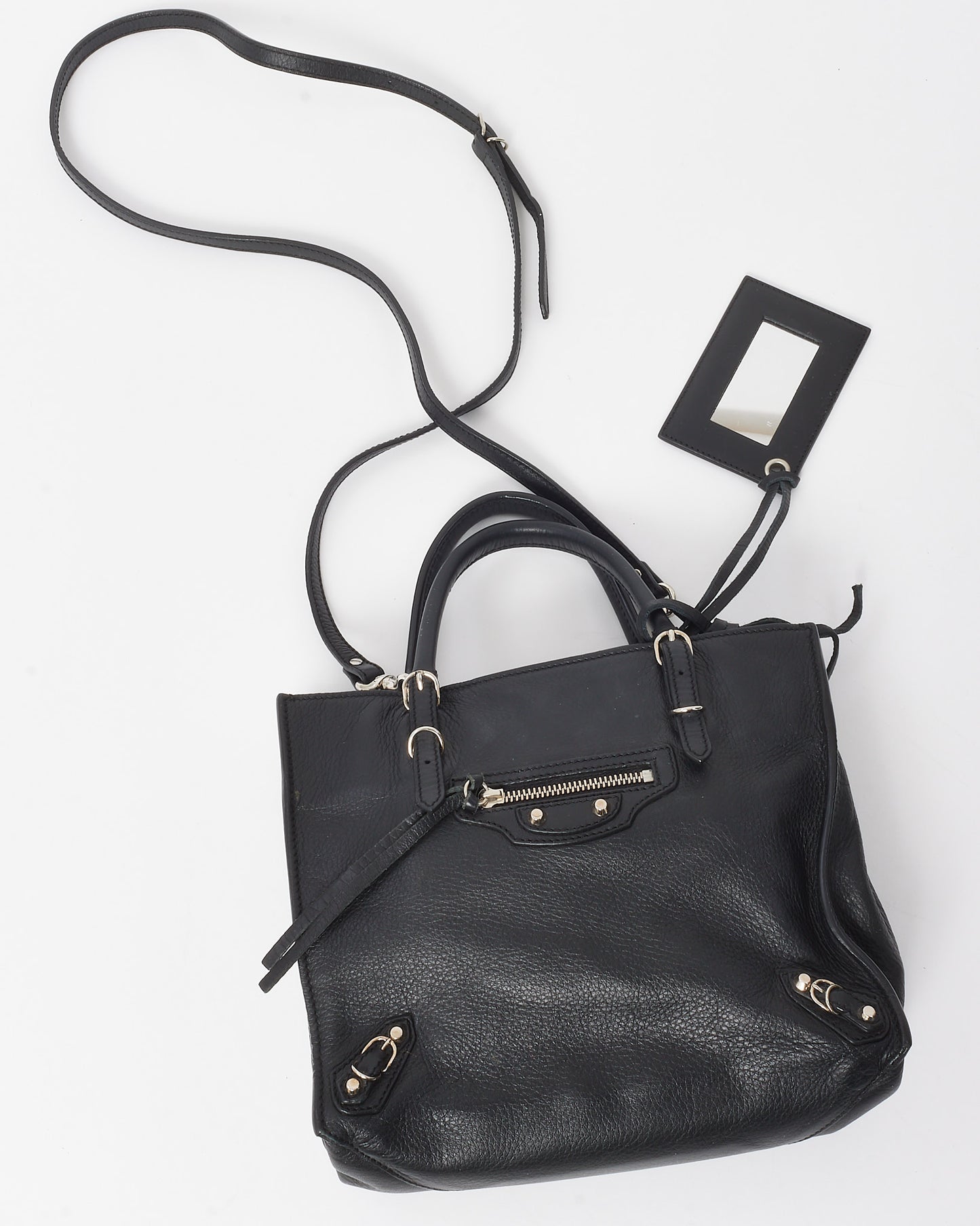 Balenciaga Black Calfskin Papier Mini A4 Zip Around Tote with Strap