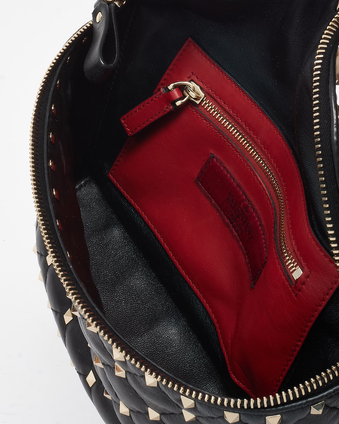 Valentino Black Nappa Leather Rockstud Spike Belt Bag