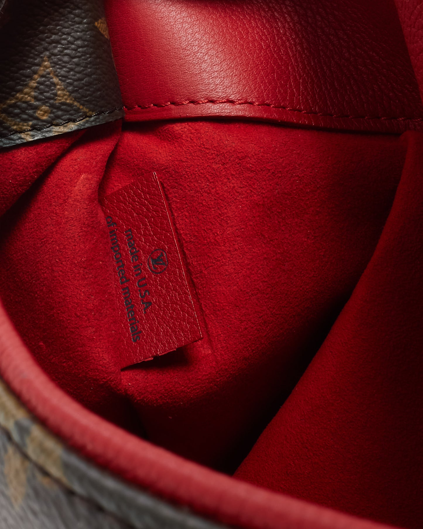 Louis Vuitton Red Leather and Monogram Canvas Pallas MM with NO STRAP