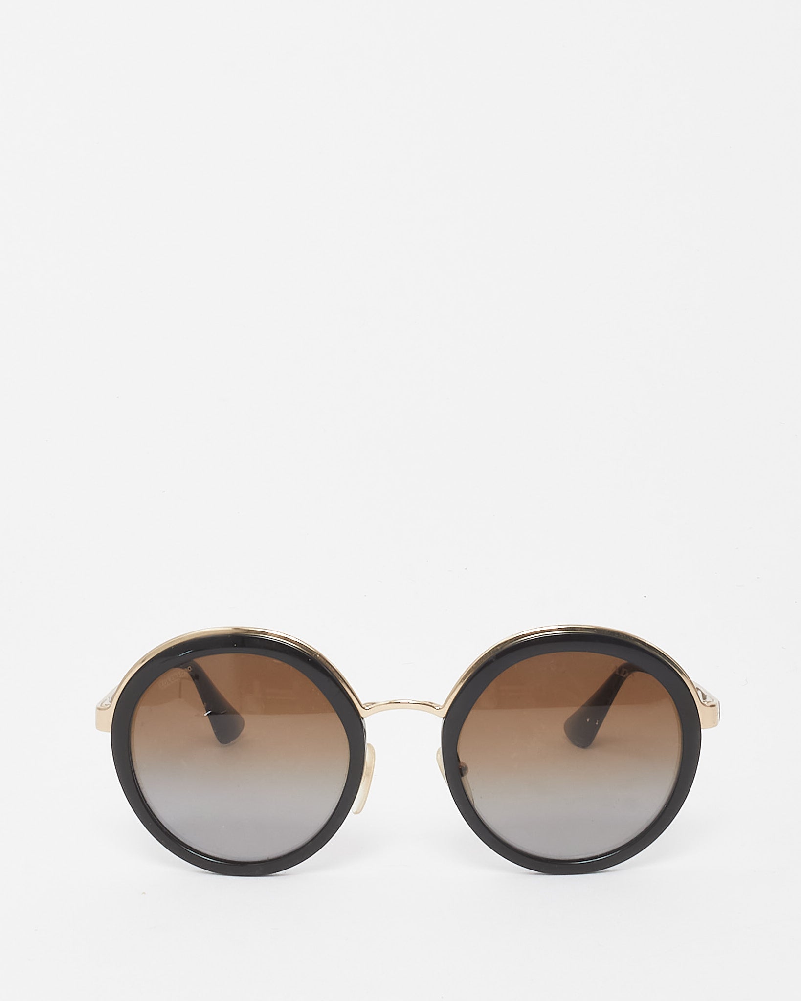 Prada Black and Gold Round Sunglasses Prada // Black & Gold SPR12Q Round Sunglasses – VSP Consignment main image 2
