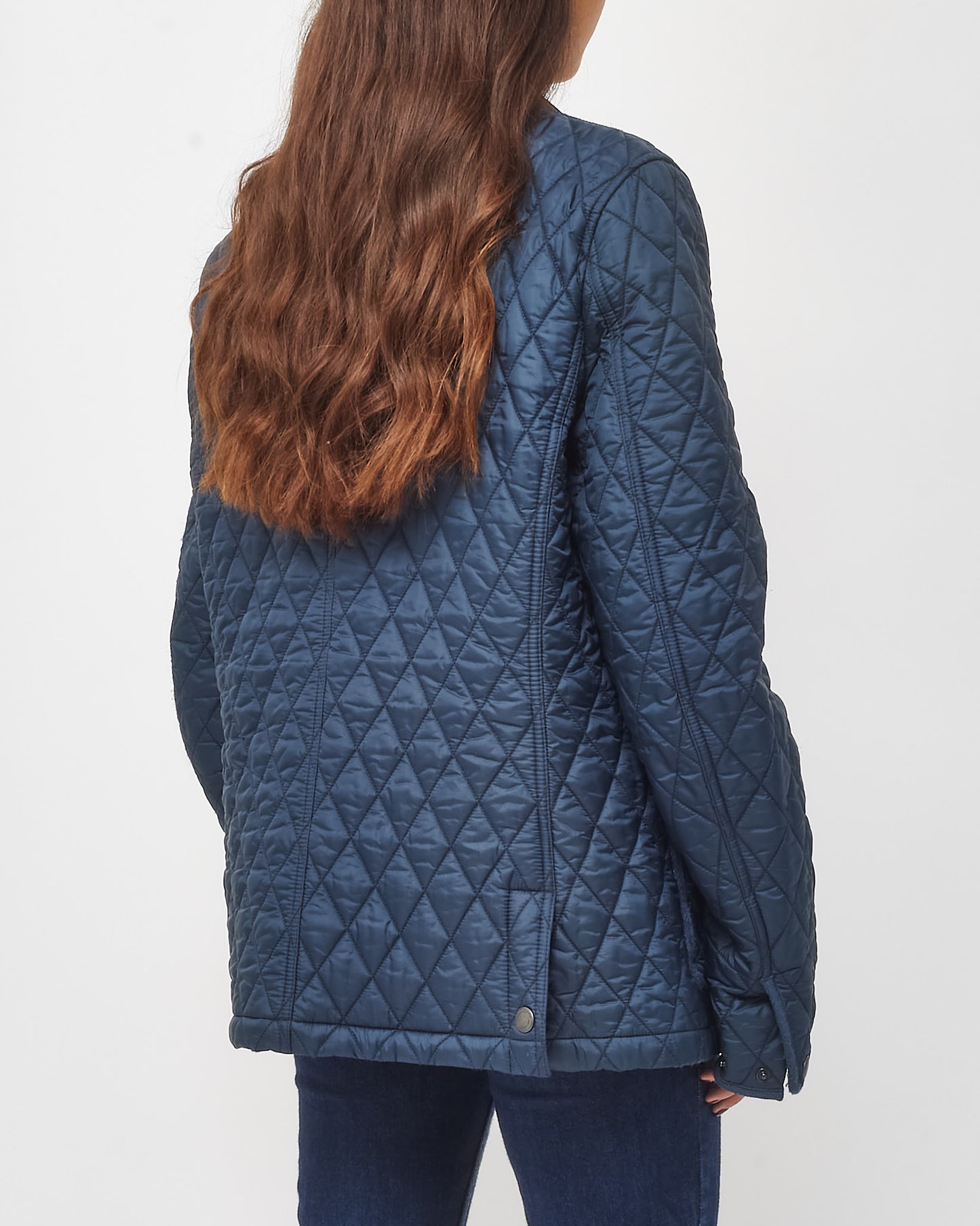 Burberry Men's Navy Nylon Padded Quilted Russell Field Jacket - XL