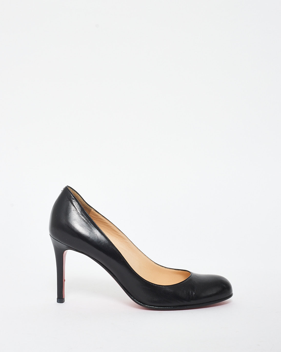 Buy Christian Louboutin Black Leather Round Toe 85MM Pumps