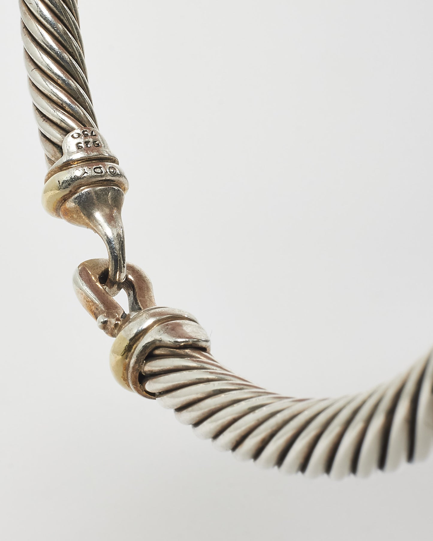 David Yurman Sterling Silver & 14K Gold Buckle Classic Cable Bracelet