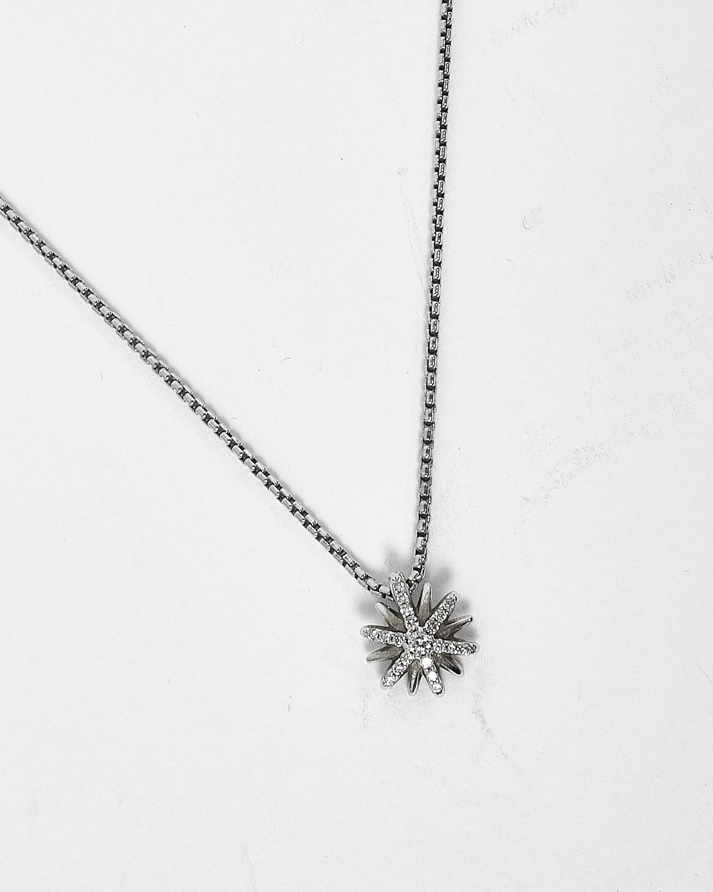 David Yurman Silver & Diamond Snowflake Necklace