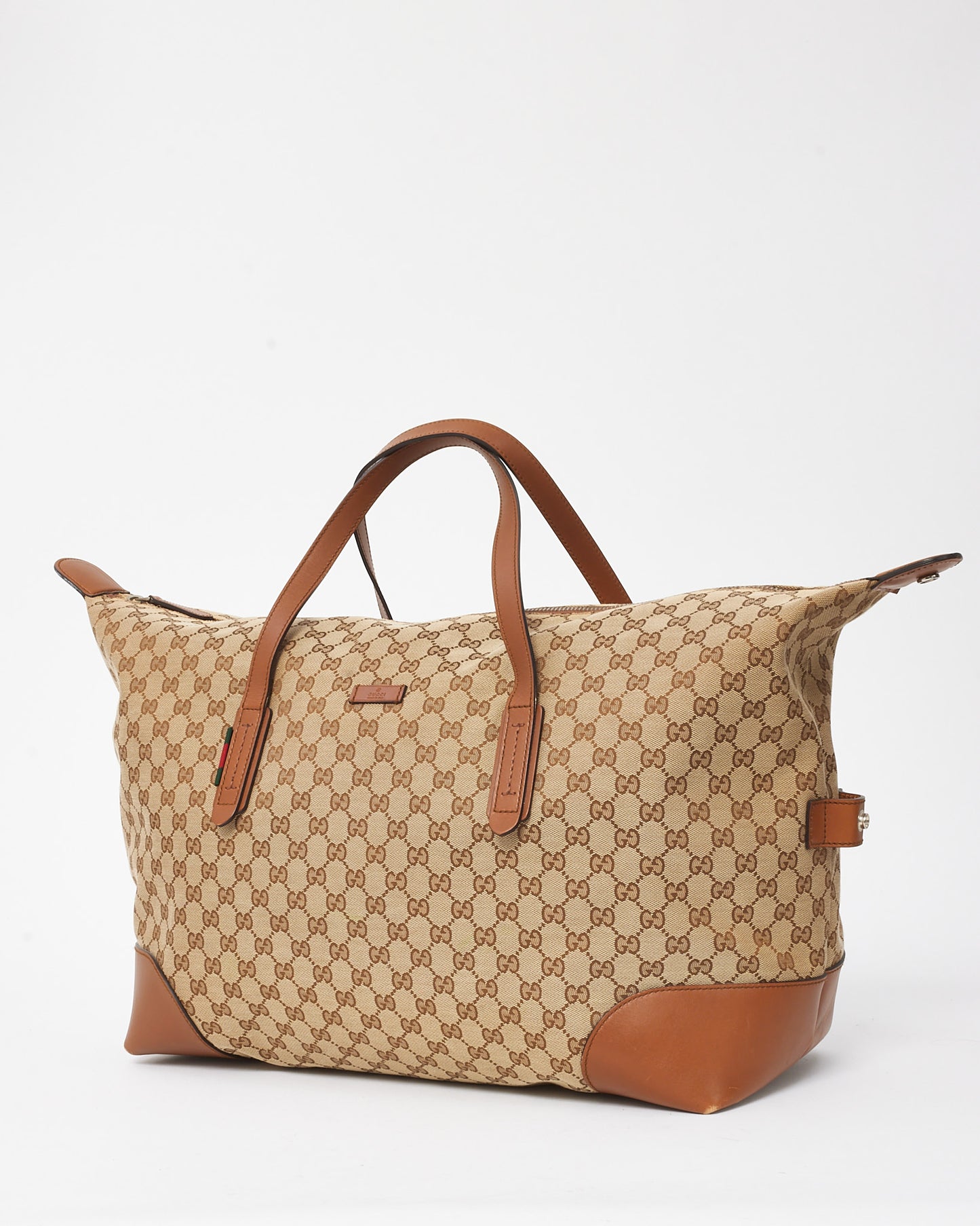 Gucci Beige and Brown GG Monogram Canvas Carry-On Duffle Bag
