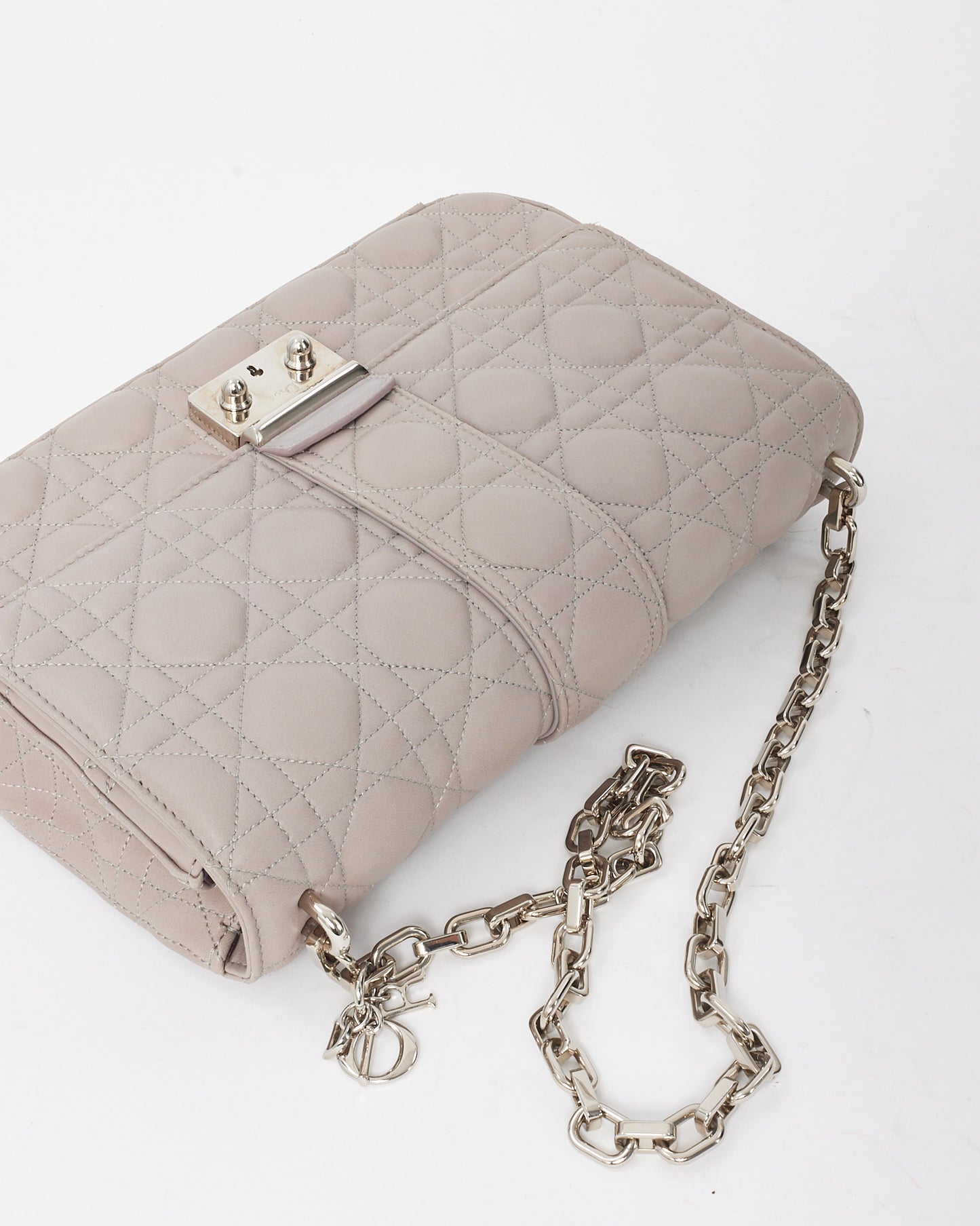 Dior Grey Lambskin Cannage Leather Medium Miss Dior Flap Chain Shoulder Bag