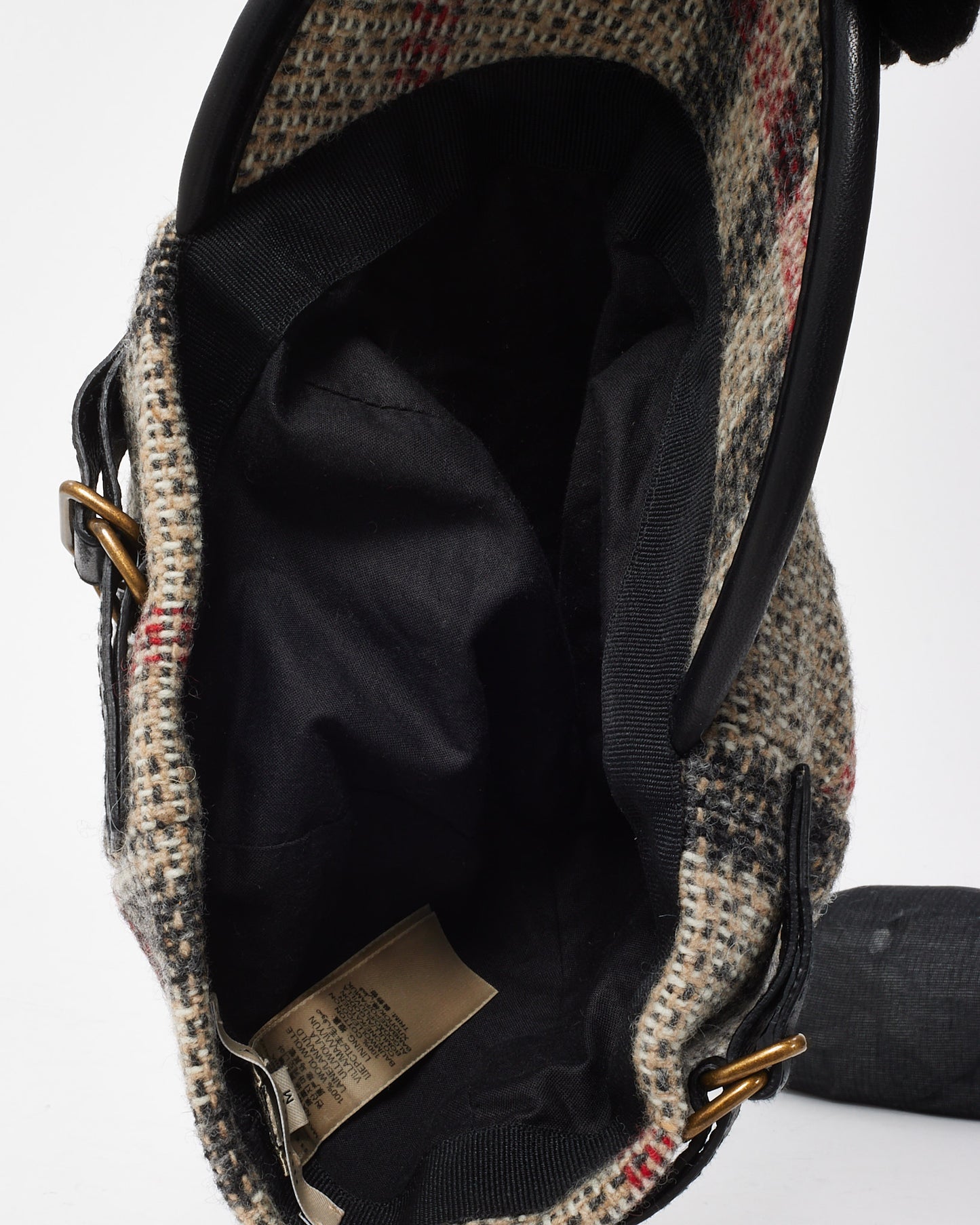 Burberry Grey Nova Check Wool Knit Newsboy Hat - M