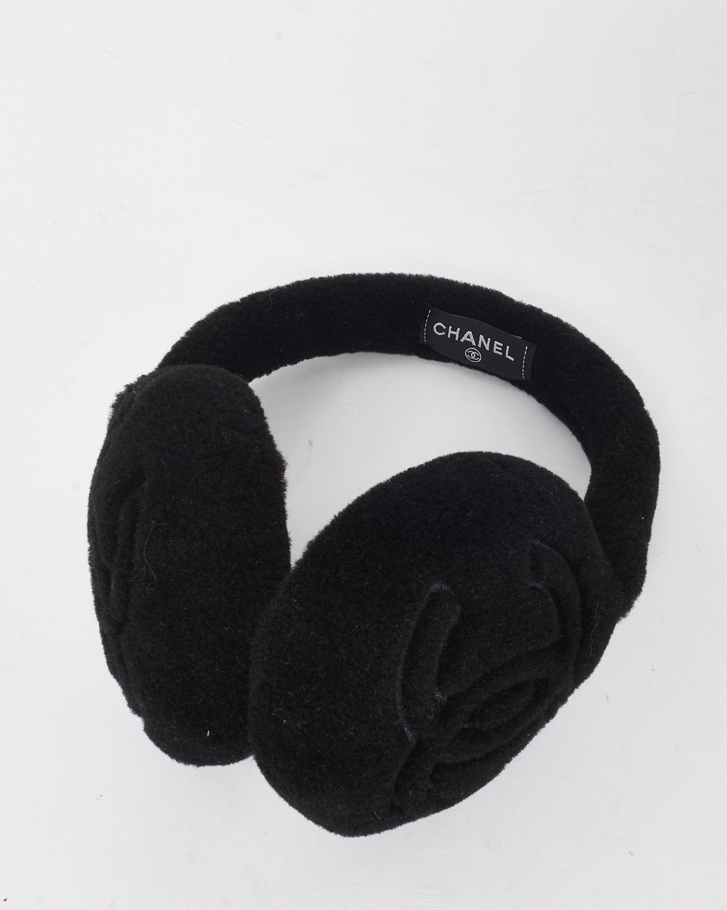 Chanel Black Shearling CC Logo Ear Muffs
