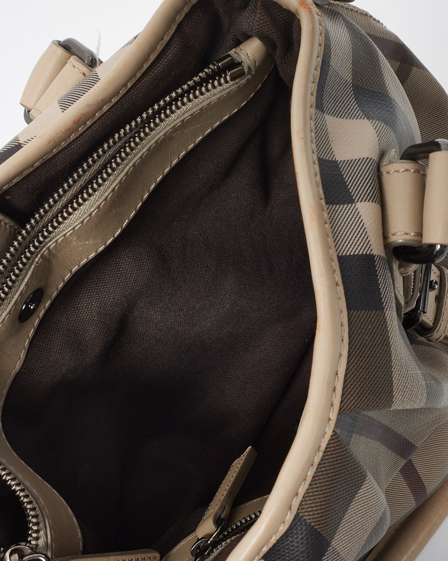 Burberry Grey Smoked Check Coated Canvas Small Northfield Tote Bag with NO STRAP