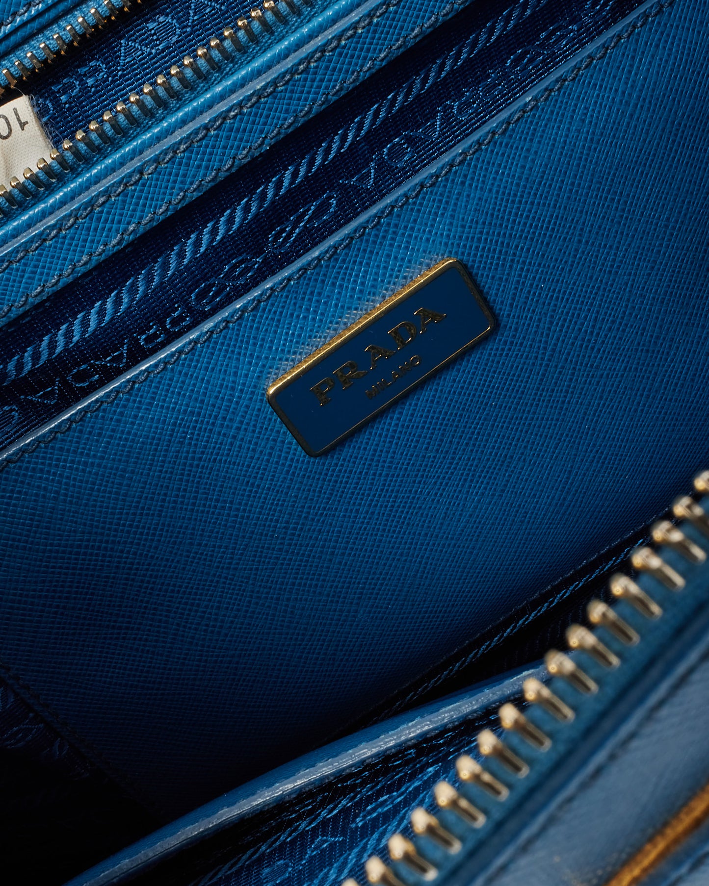 Prada Blue Saffiano Leather Medium Galleria Double Zip Tote