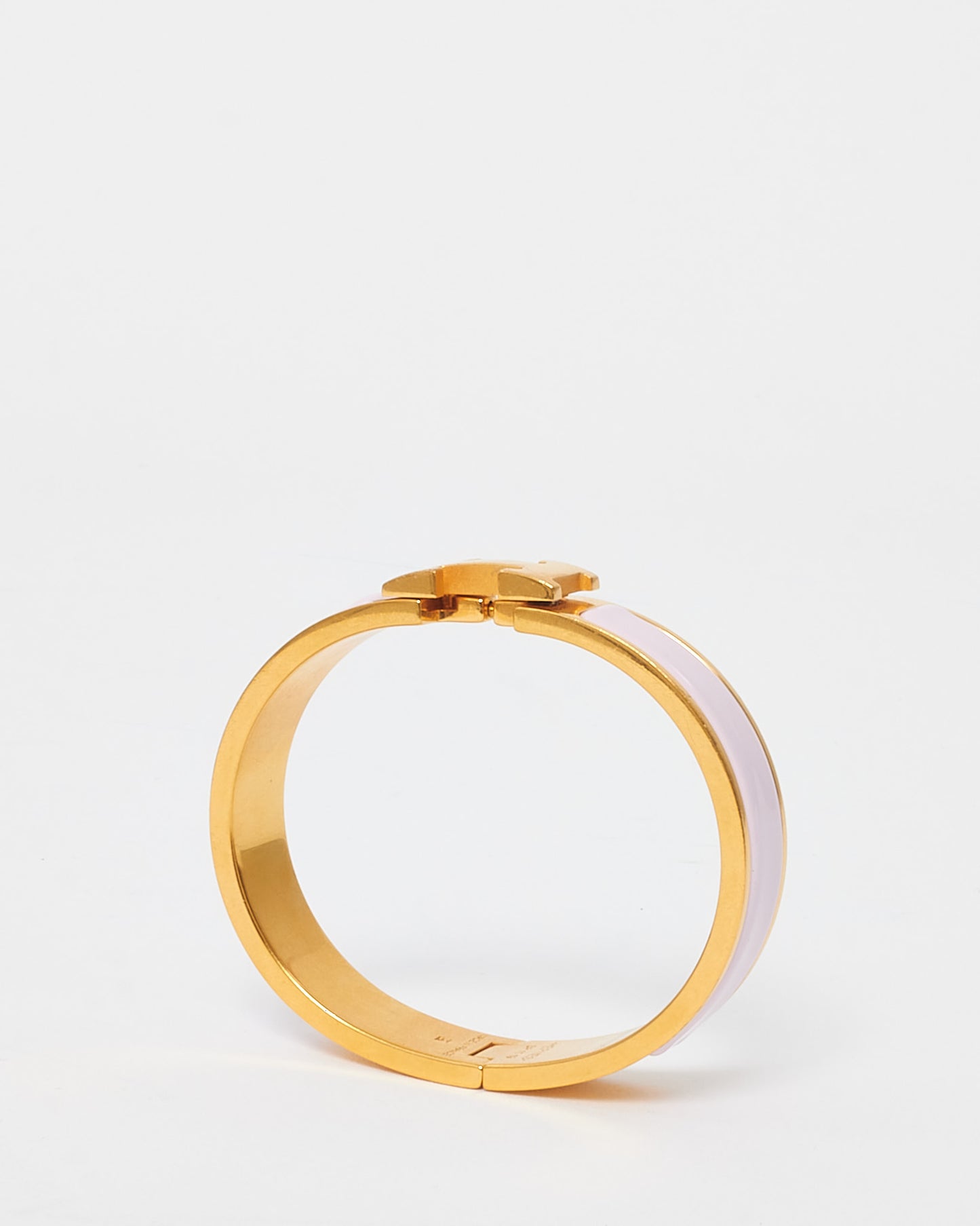 Hermès Gold and Pink Enamel H Clic Clac Bracelet - PM