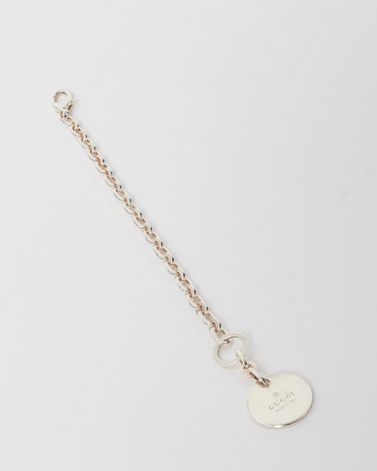 Gucci Sterling Silver Trademark Logo Round Charm Bracelet