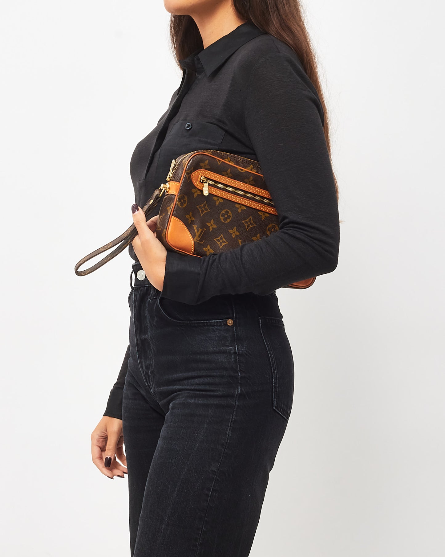 Louis Vuitton Vintage Monogram Canvas Pochette Marly Dragonne 26 Wristlet Clutch