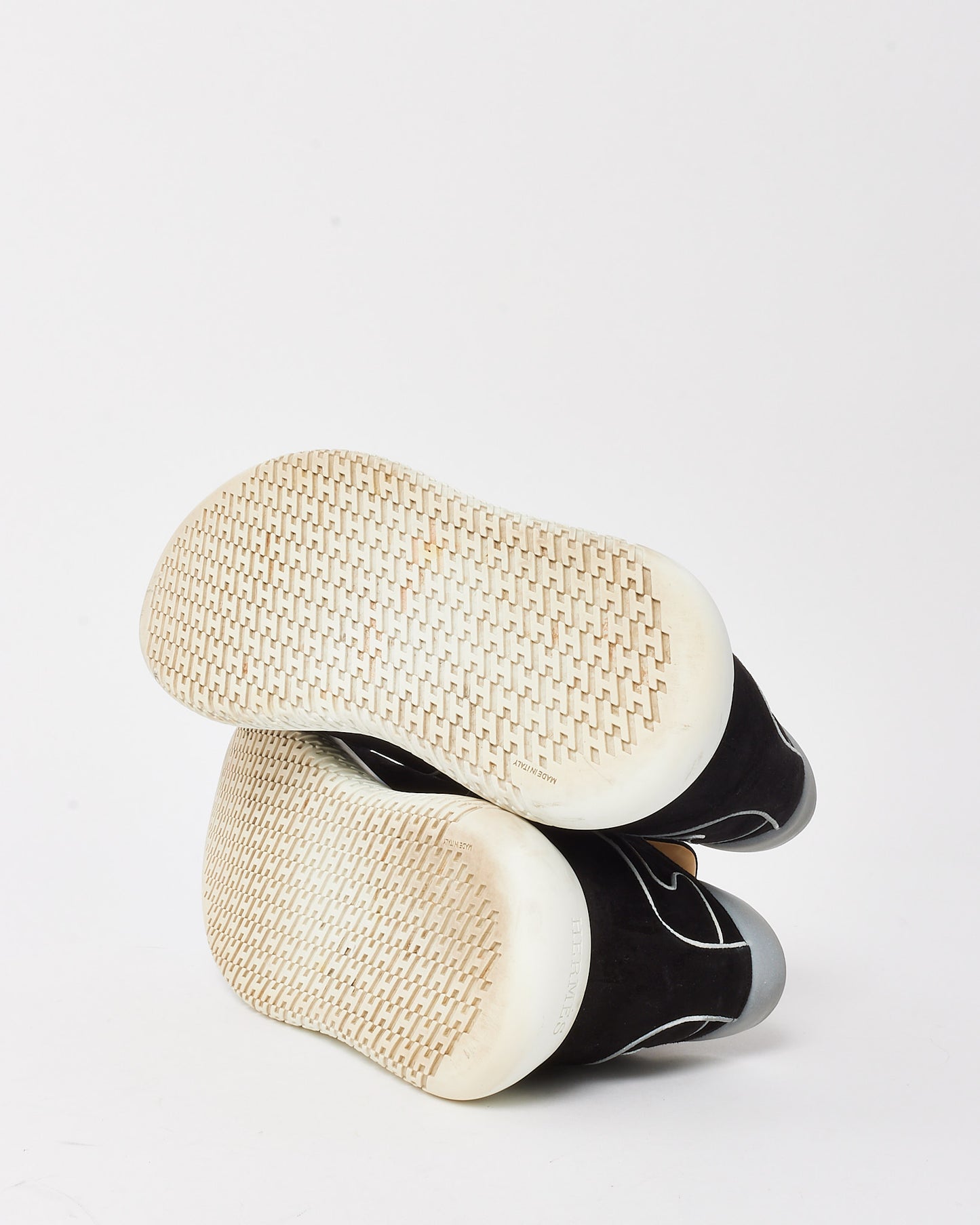 Hermès Men's Black Suede and White Piping Volte Reflective Sneakers - 43 MEN