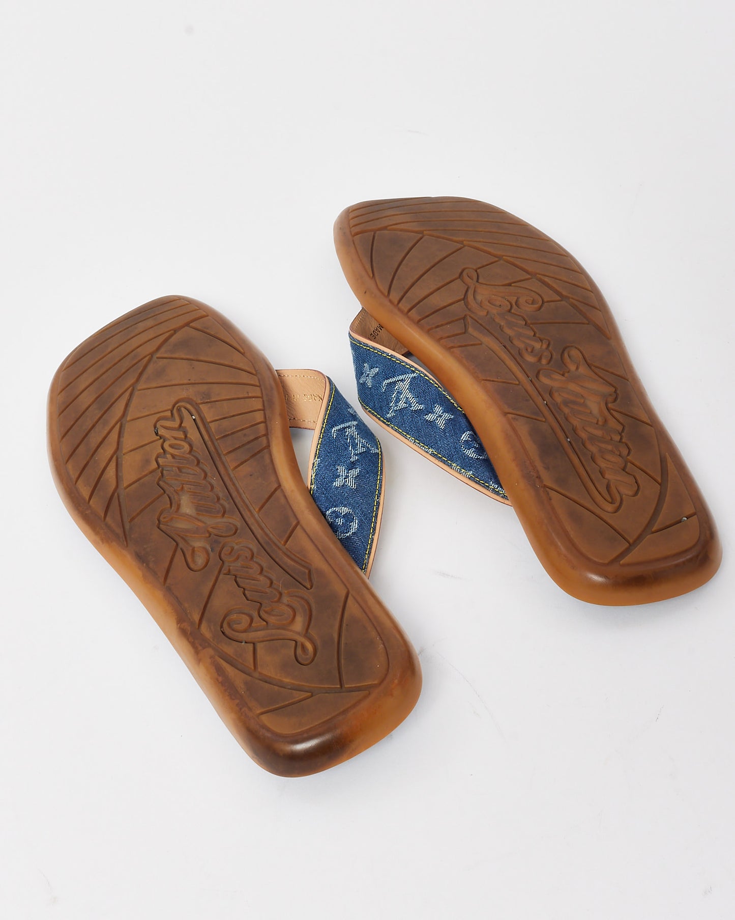 Louis Vuitton Blue Denim Monogram Flip Flops - 41