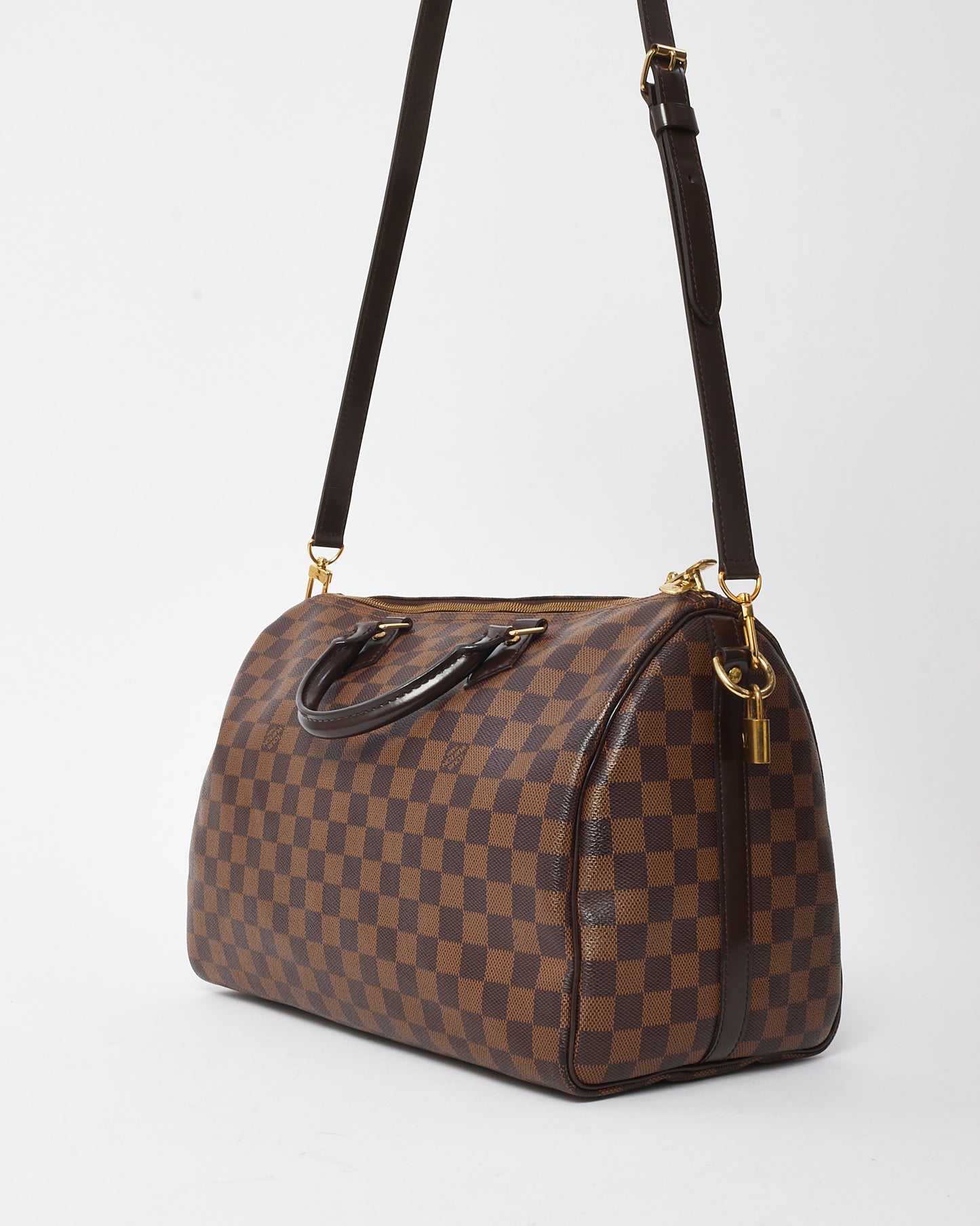 Louis Vuitton Damier Ebene Coated Canvas Speedy Bandoulière 35 with Initials