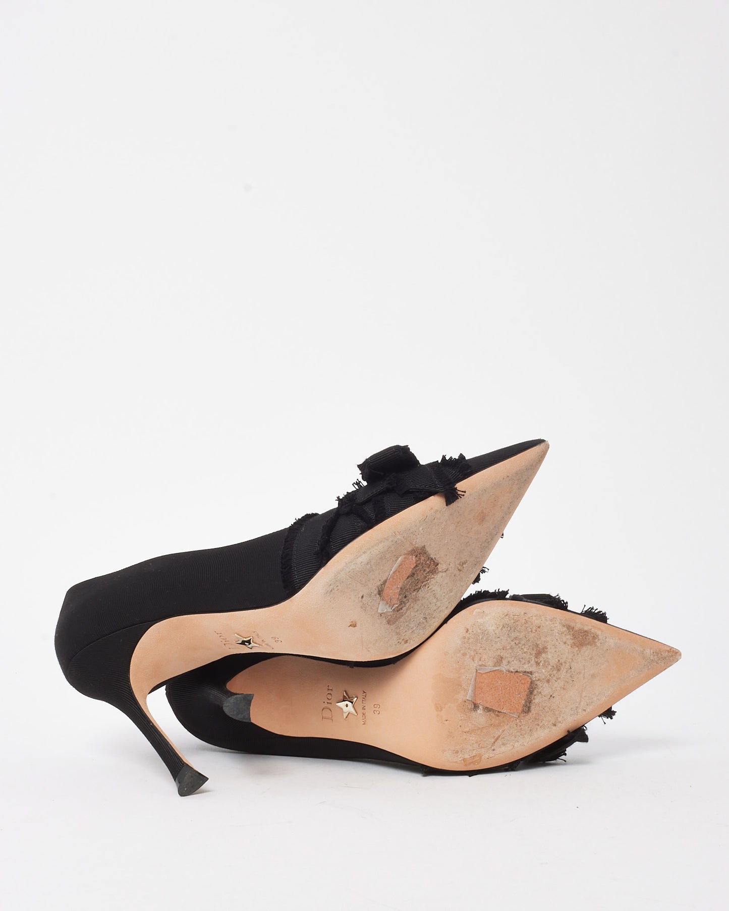 Dior Black Fringed Grosgrain Fabric Pearl Bow Adiorable Pumps - 39