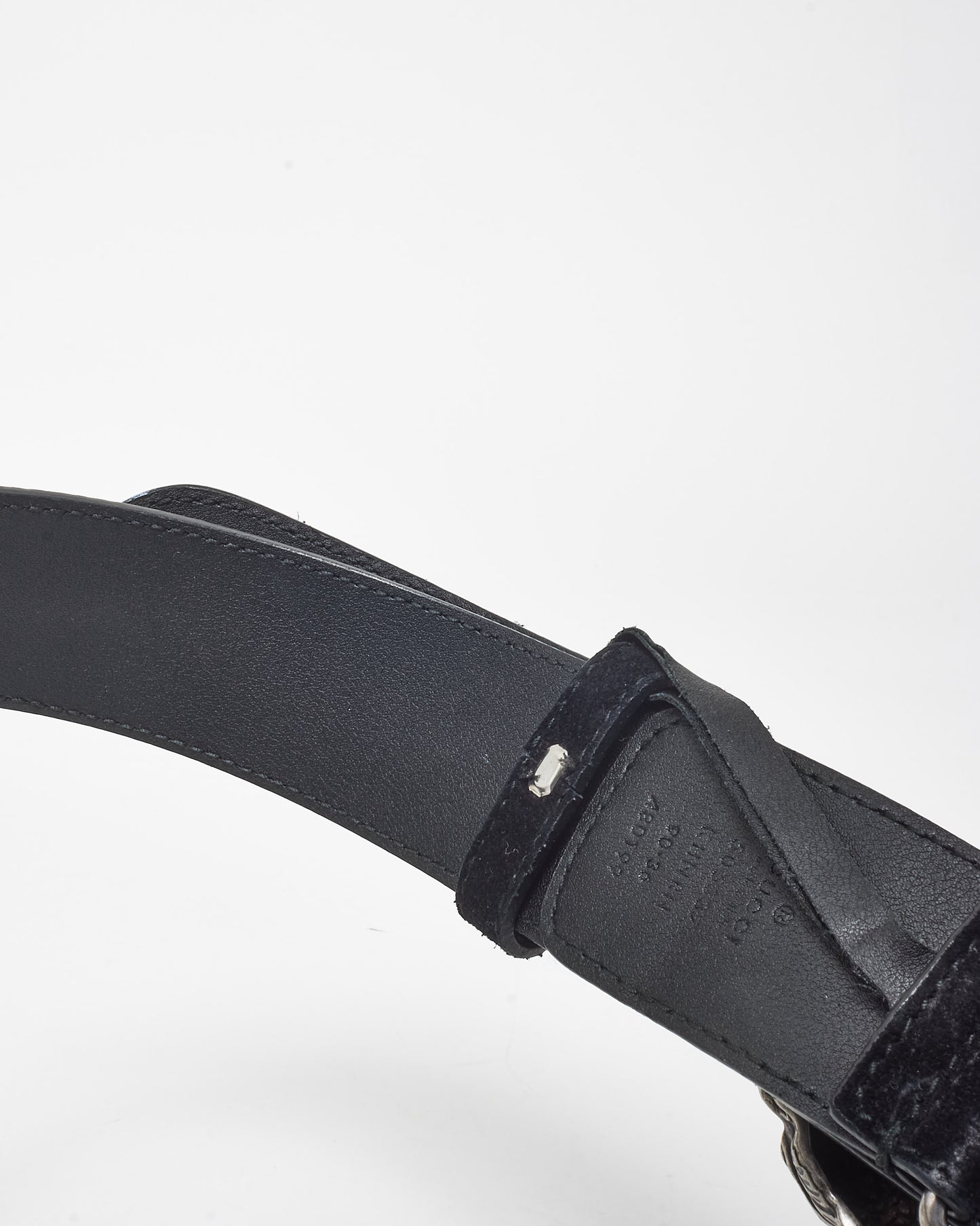 Gucci Black Suede & Monogram Canvas Dionysus Belt - 90/36