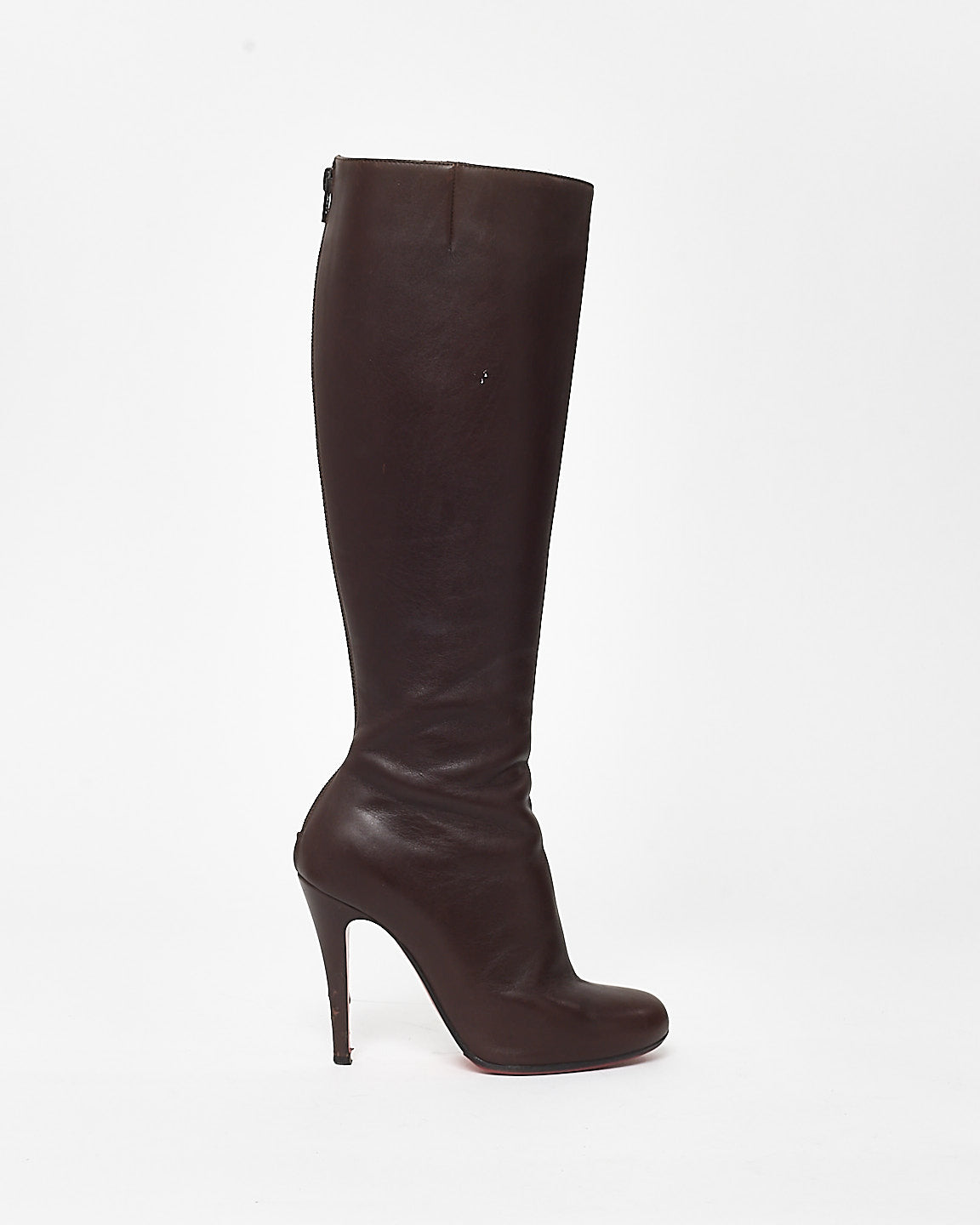 Buy Christian Louboutin Brown Leather Stiletto Knee High Boots