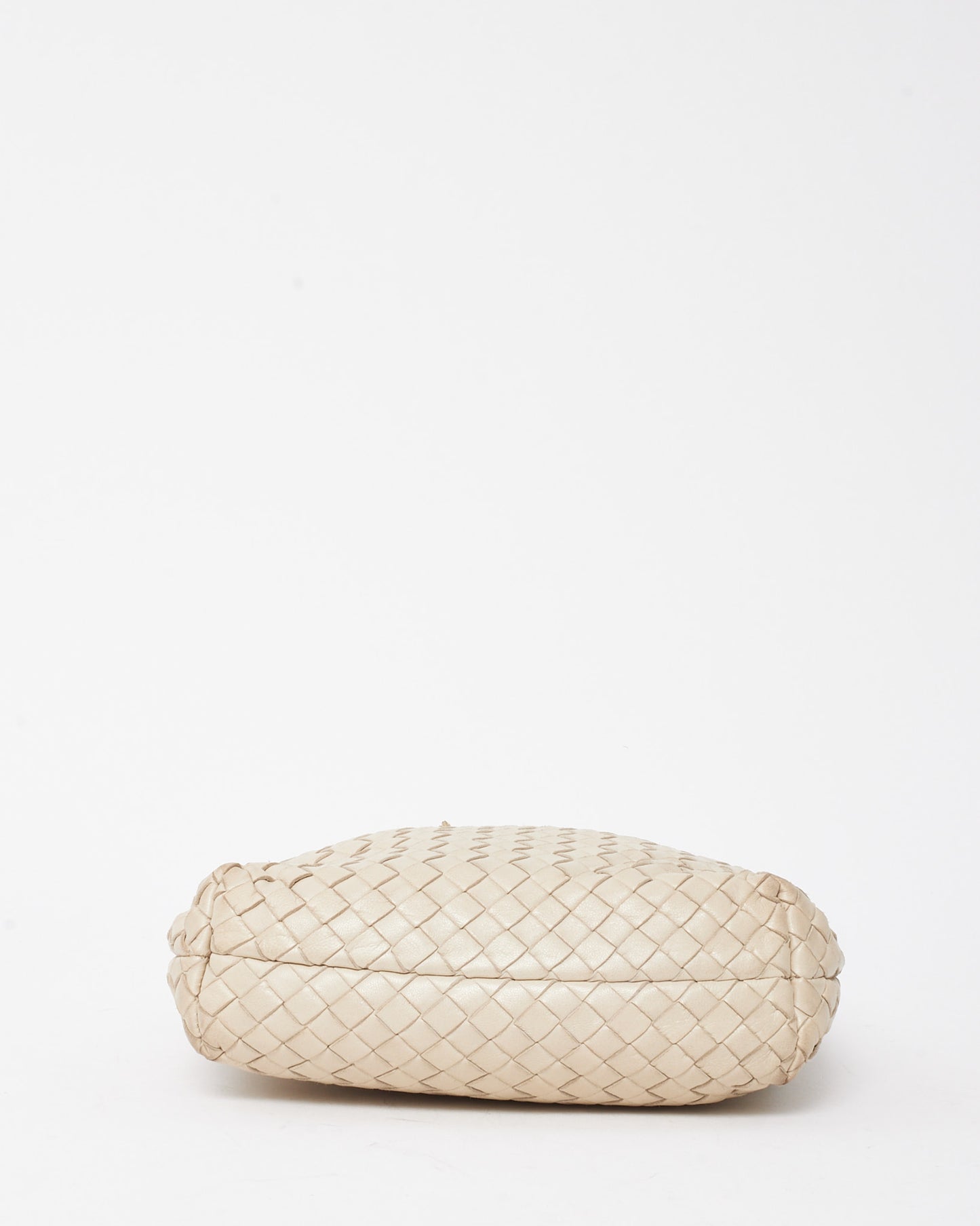 Bottega Veneta Vintage Beige Intrecciato Leather Rounded Snap Crossbody Bag