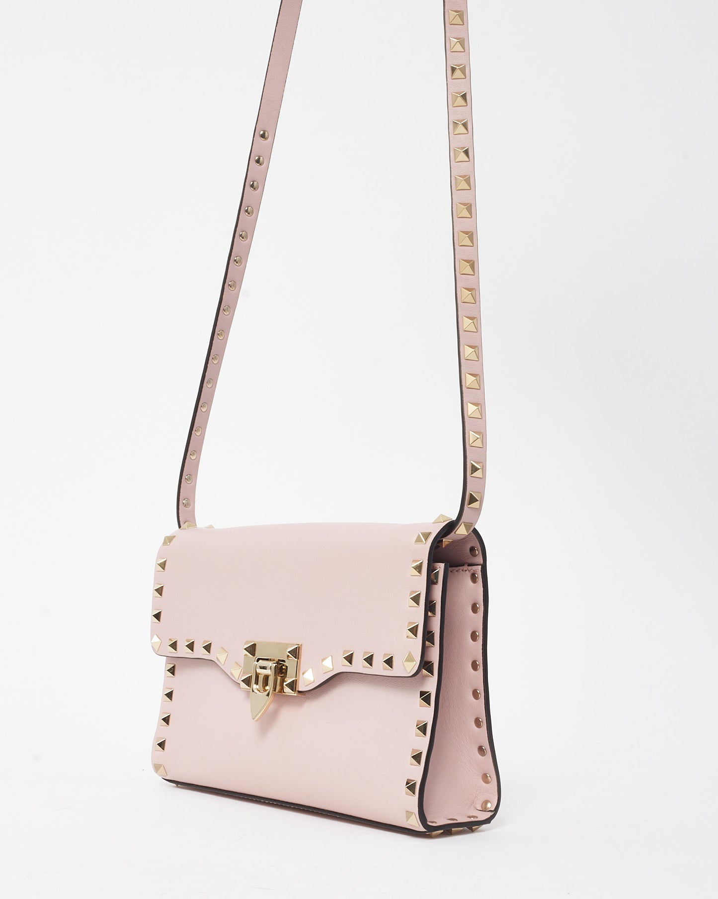 Valentino Pink Smooth Leather Small Rockstud Crossbody Bag