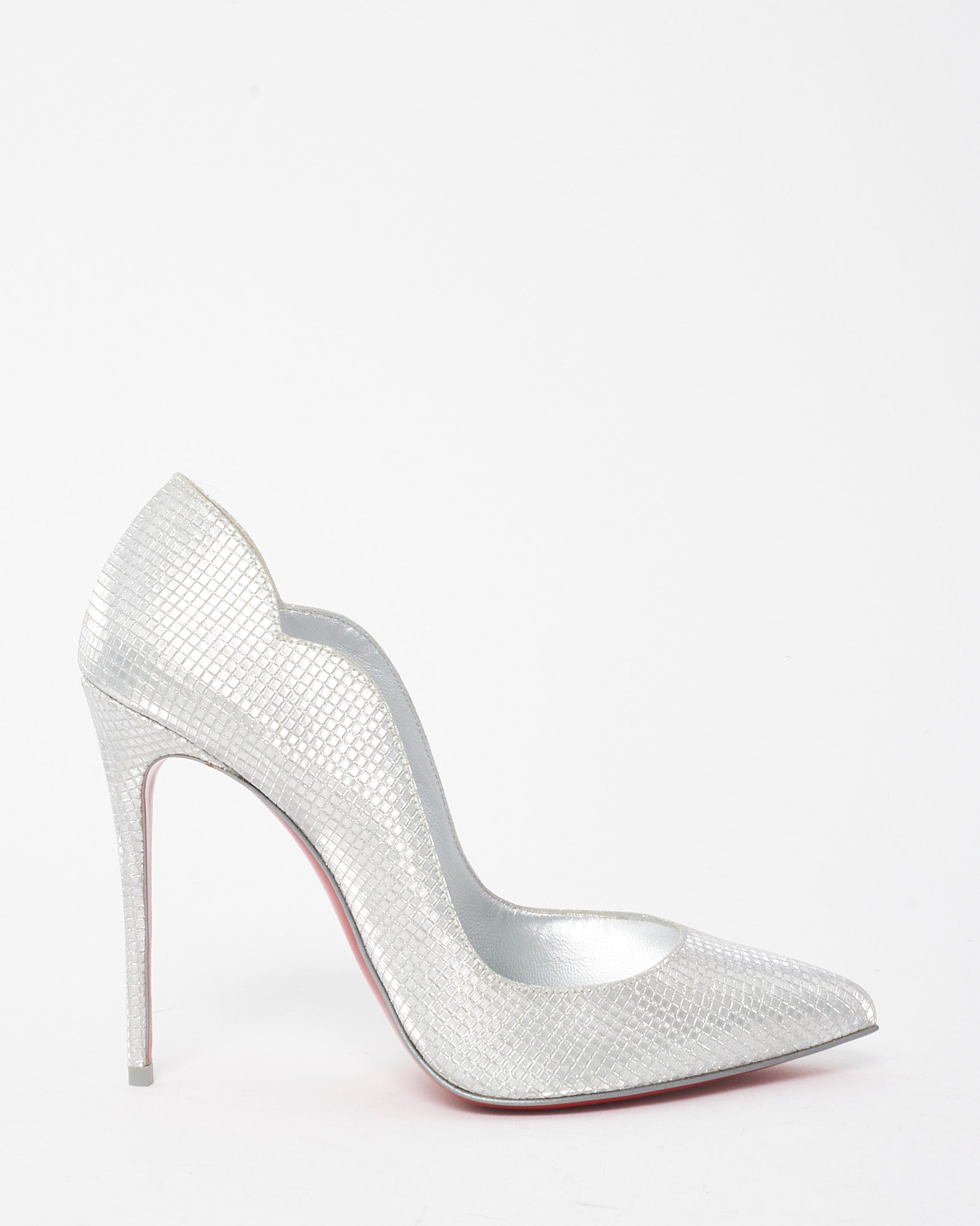 Buy Christian Louboutin Silver Glitter Hot Chick 100mm Pumps - 38