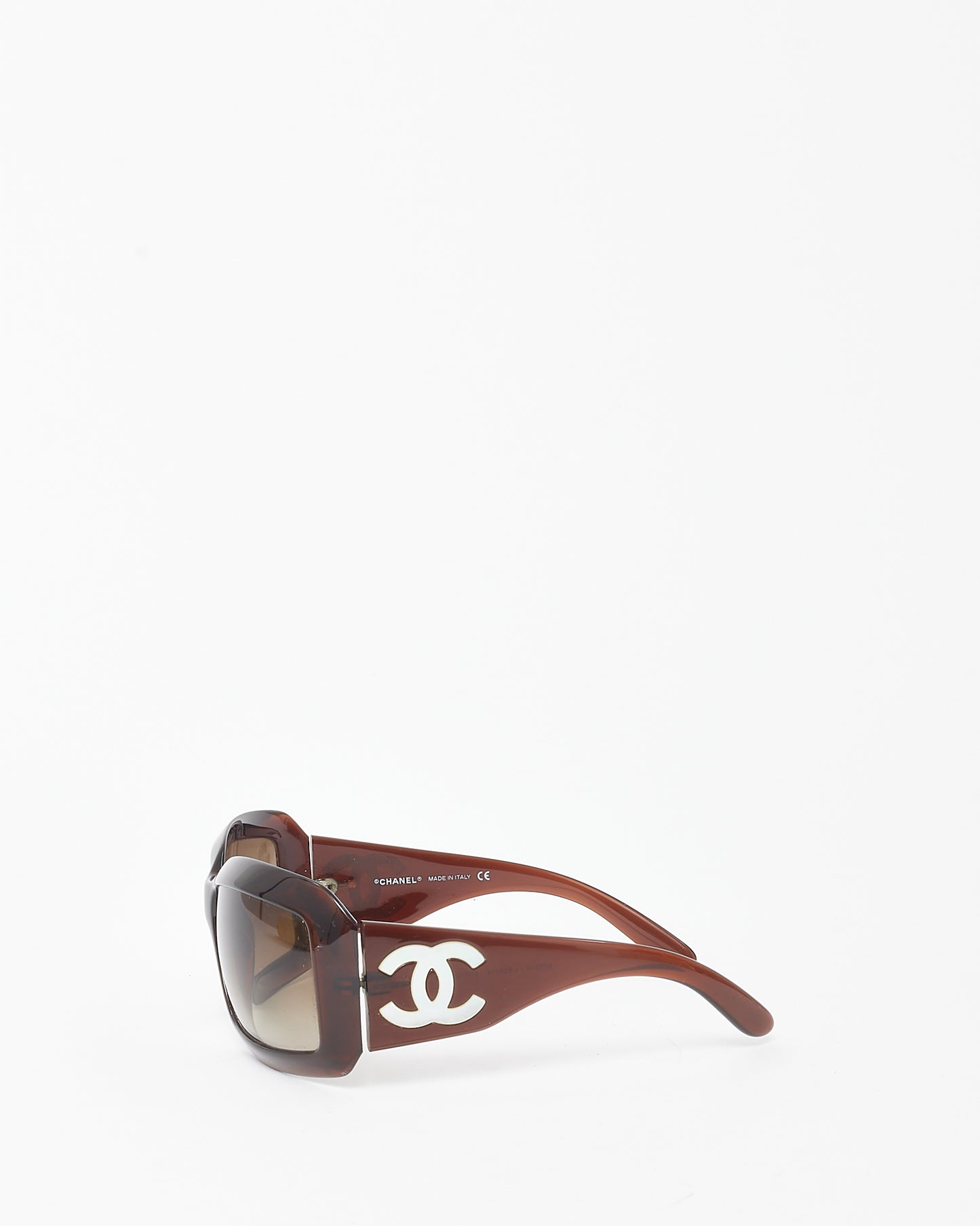 Chanel Vintage Brown White CC Logo 5076-H Rectangle Sunglasses
