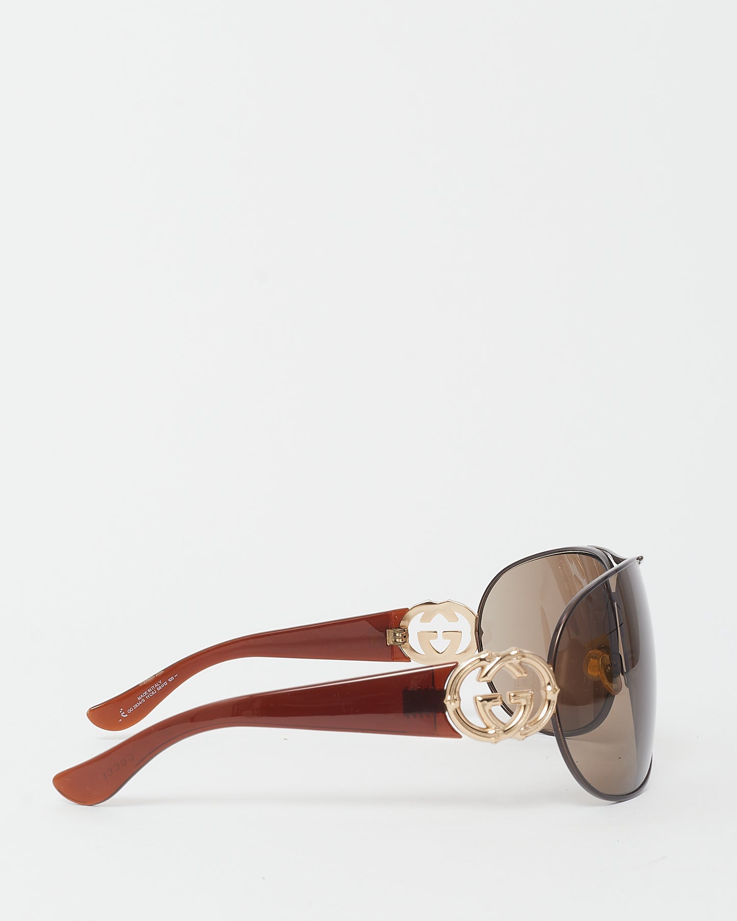 Gucci Vintage Brown and Gold GG Logo GG2834/S Shield Sunglasses