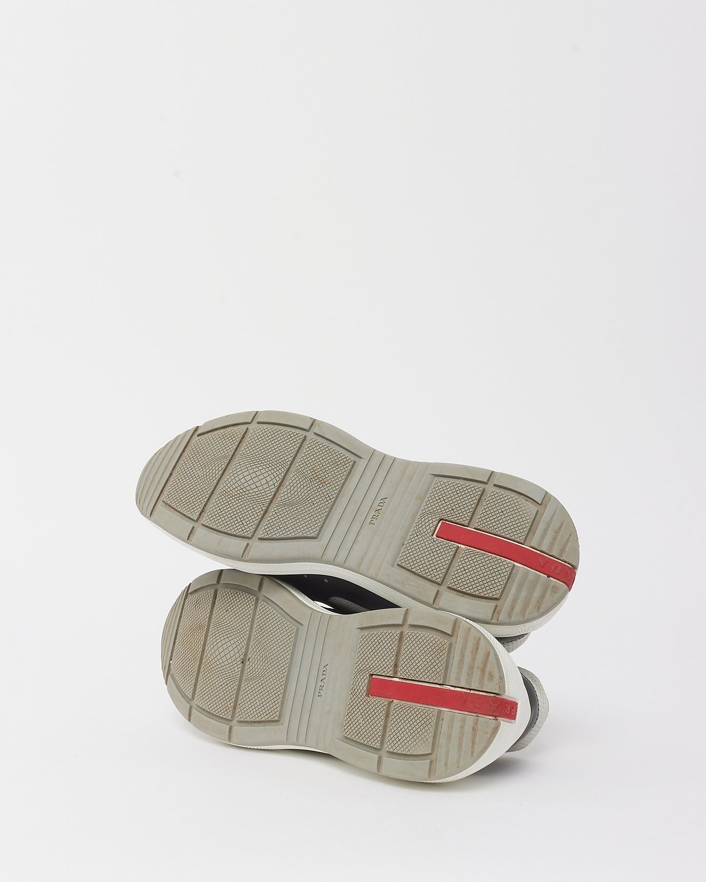 Prada Black Leather and Grey Fabric America's Cup Biker Sneakers - 39